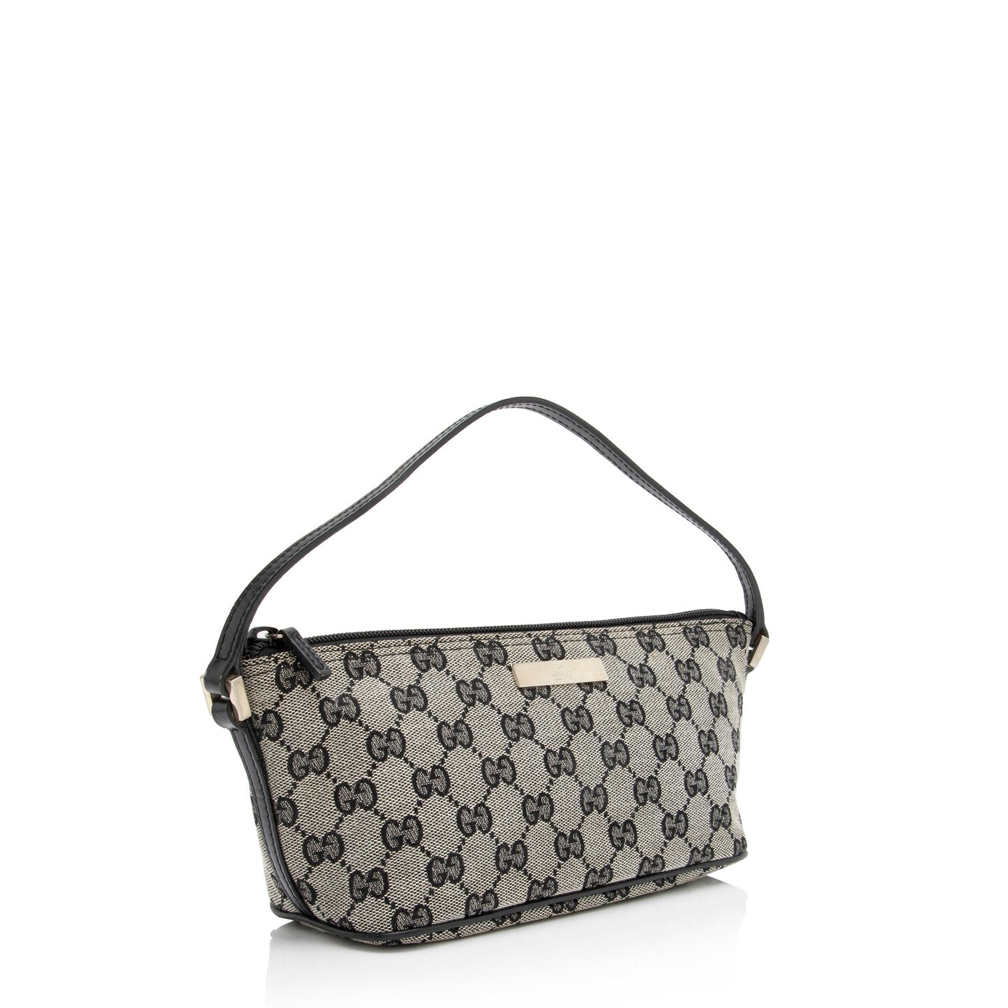 Gucci GG Classic Pochette SHF Leather Canvas Black White Clutch Bag