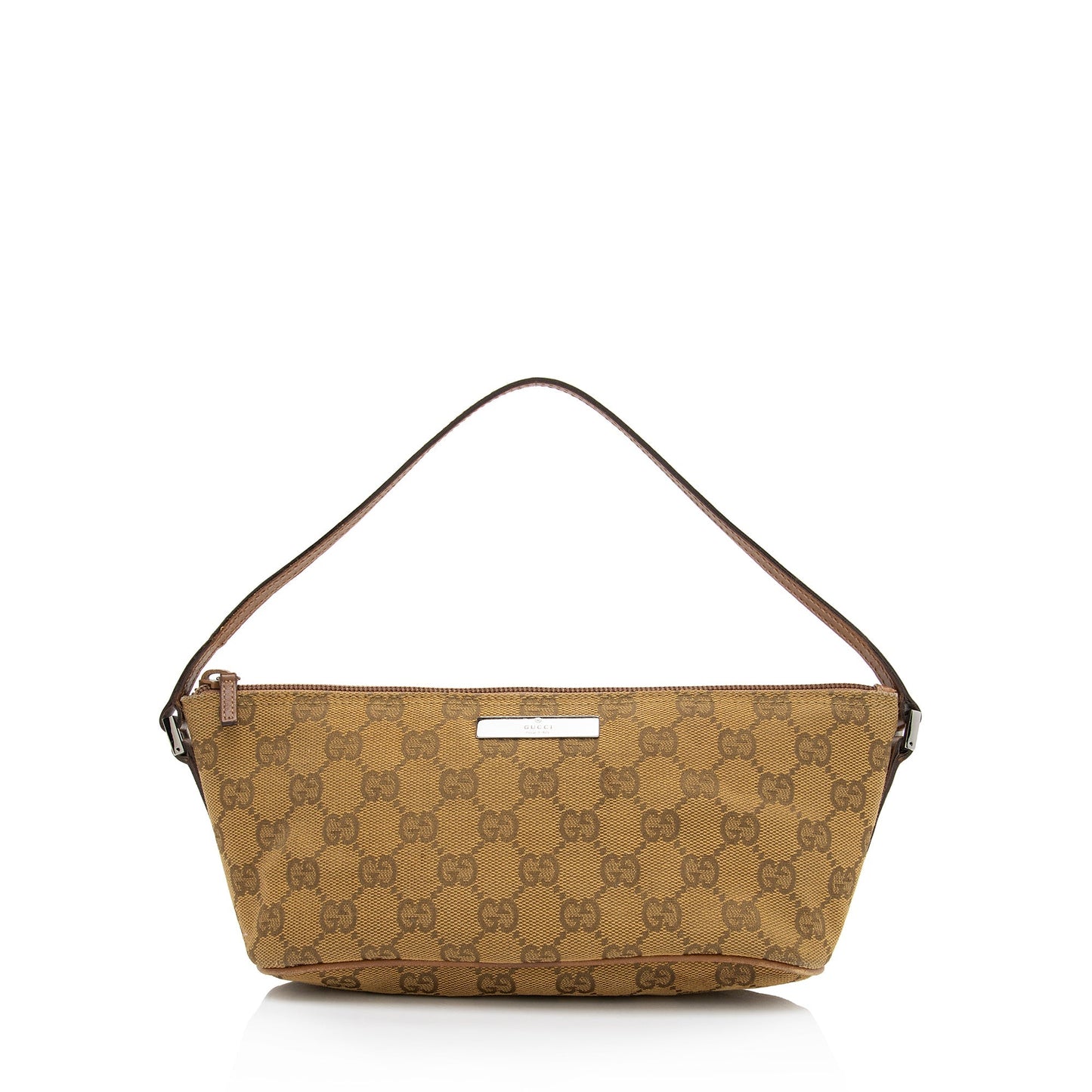 Gucci GG Classic Pochette SHF-3v5l8V Leather Canvas Brown Beige Clutch Bag