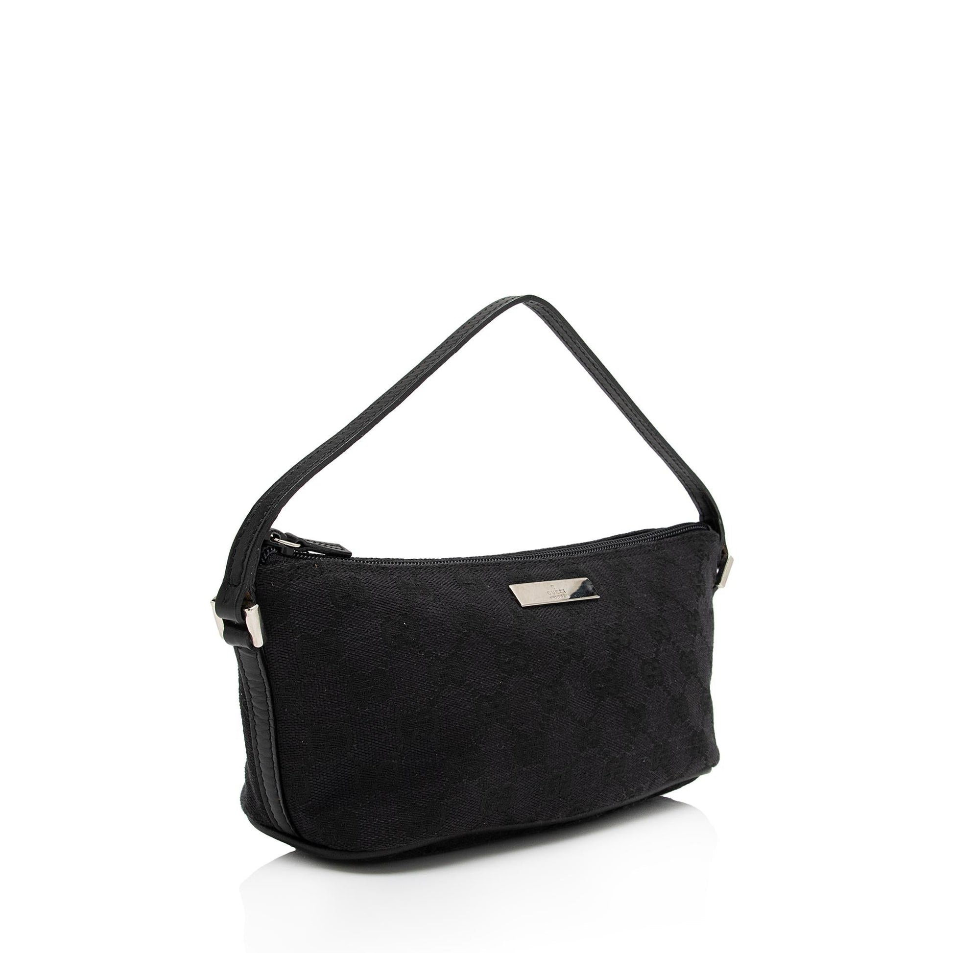 Gucci GG Classic Pochette SHF-cCuOk2 Leather Canvas Black Clutch Bag