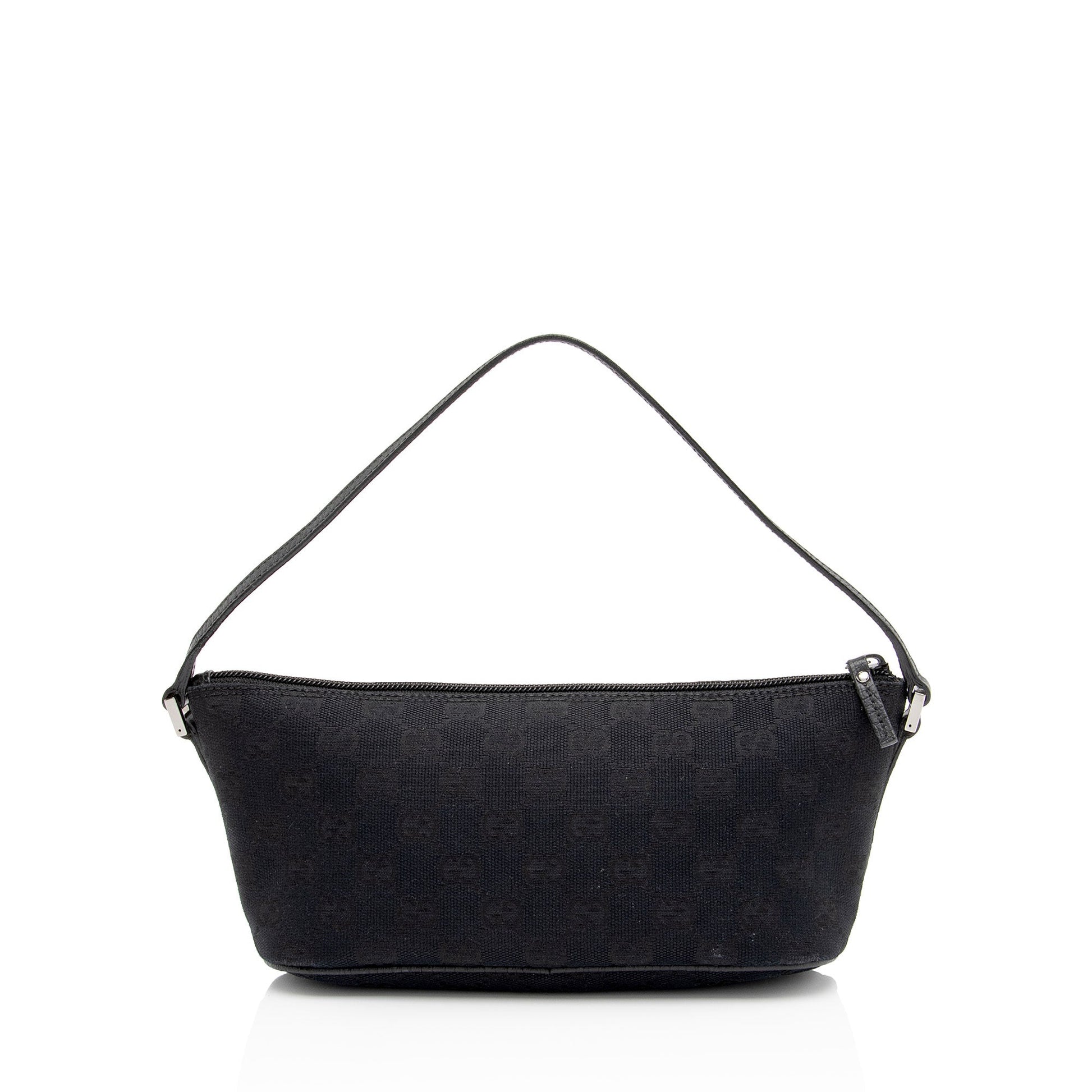 Gucci GG Classic Pochette SHF-8YZvvs Leather Canvas Black Clutch Bag