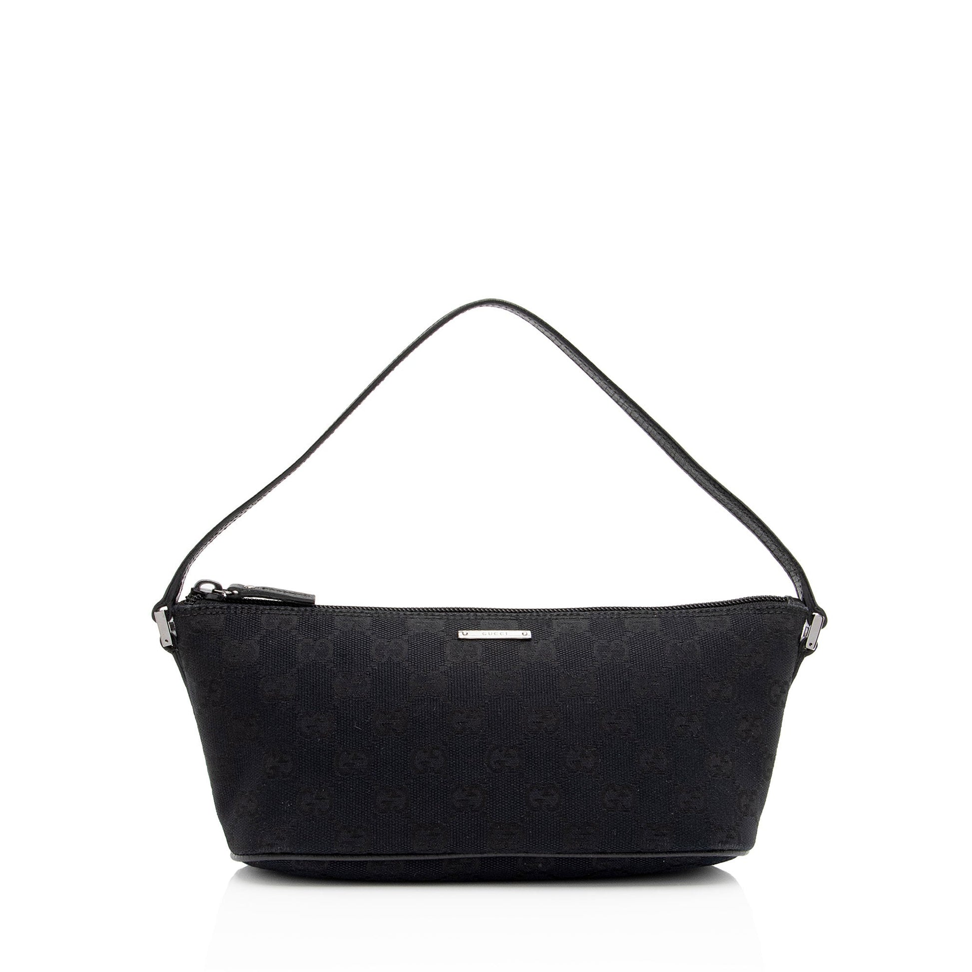 Gucci GG Classic Pochette SHF-8YZvvs Leather Canvas Black Clutch Bag