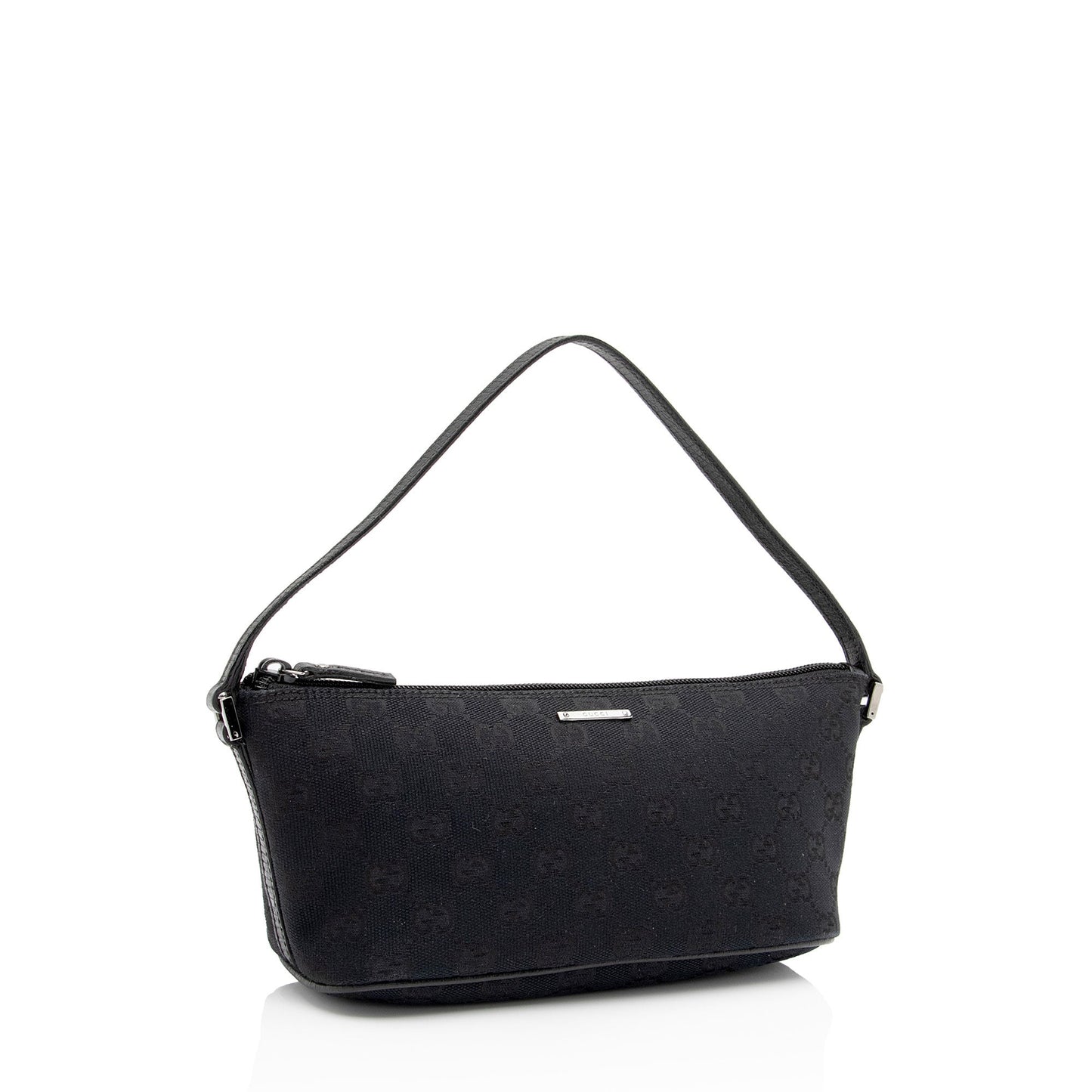 Gucci GG Classic Pochette SHF-8YZvvs Leather Canvas Black Clutch Bag