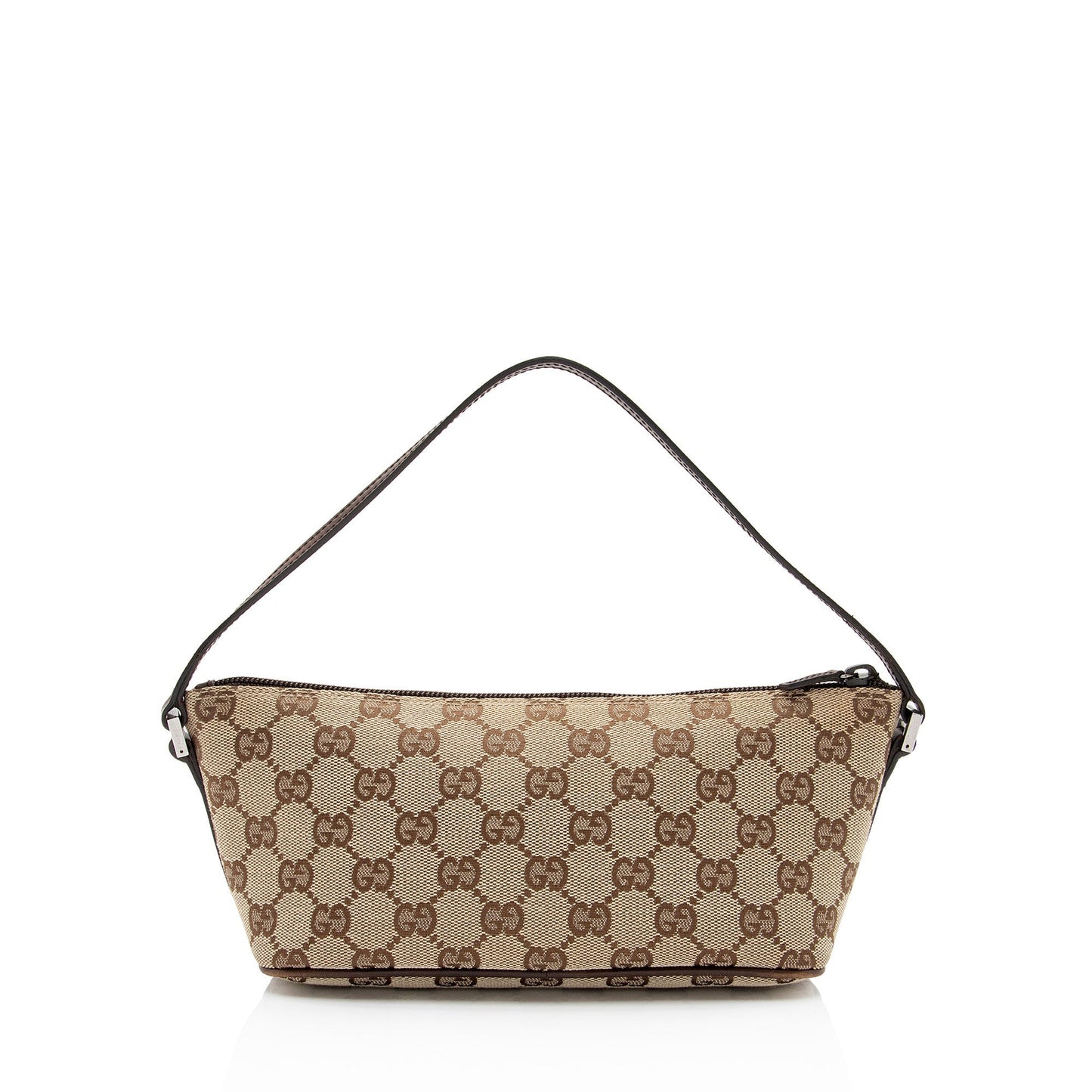 Gucci GG Classic Pochette SHF-jRMlTd Leather Canvas Brown Beige Clutch Bag
