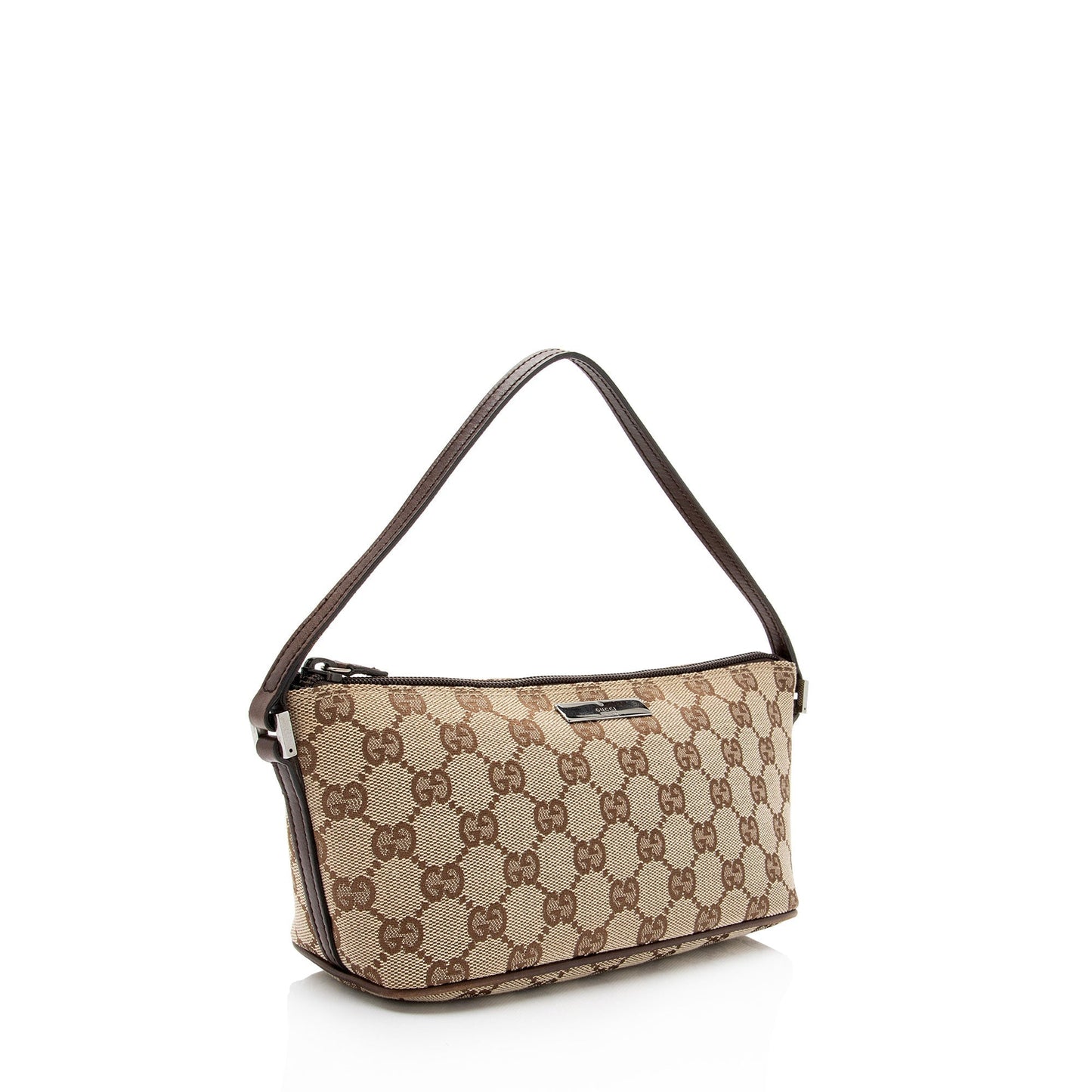 Gucci GG Classic Pochette SHF-jRMlTd Leather Canvas Brown Beige Clutch Bag