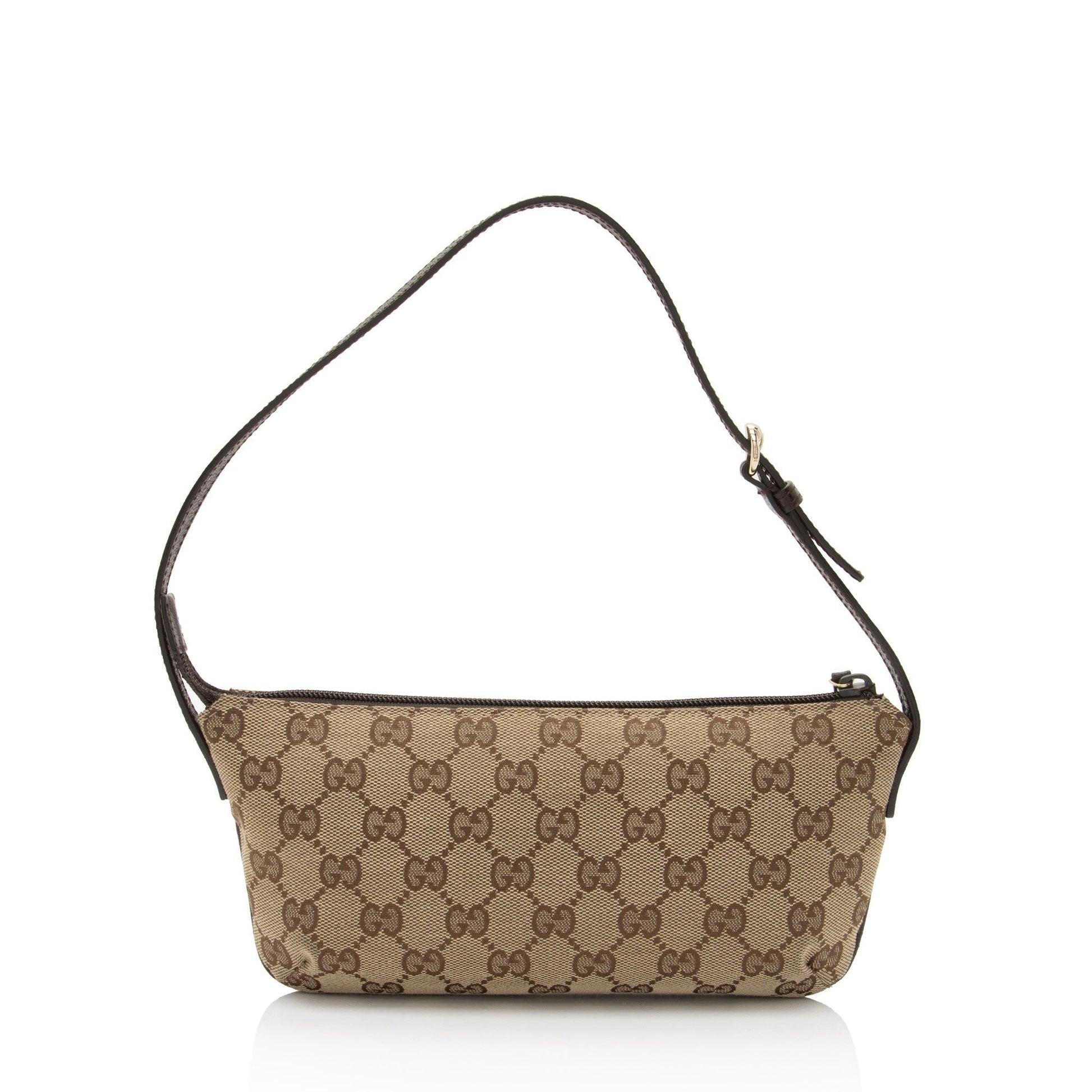Gucci GG Classic Pochette SHF-Z6w8ME Leather Canvas Brown Beige Clutch Bag