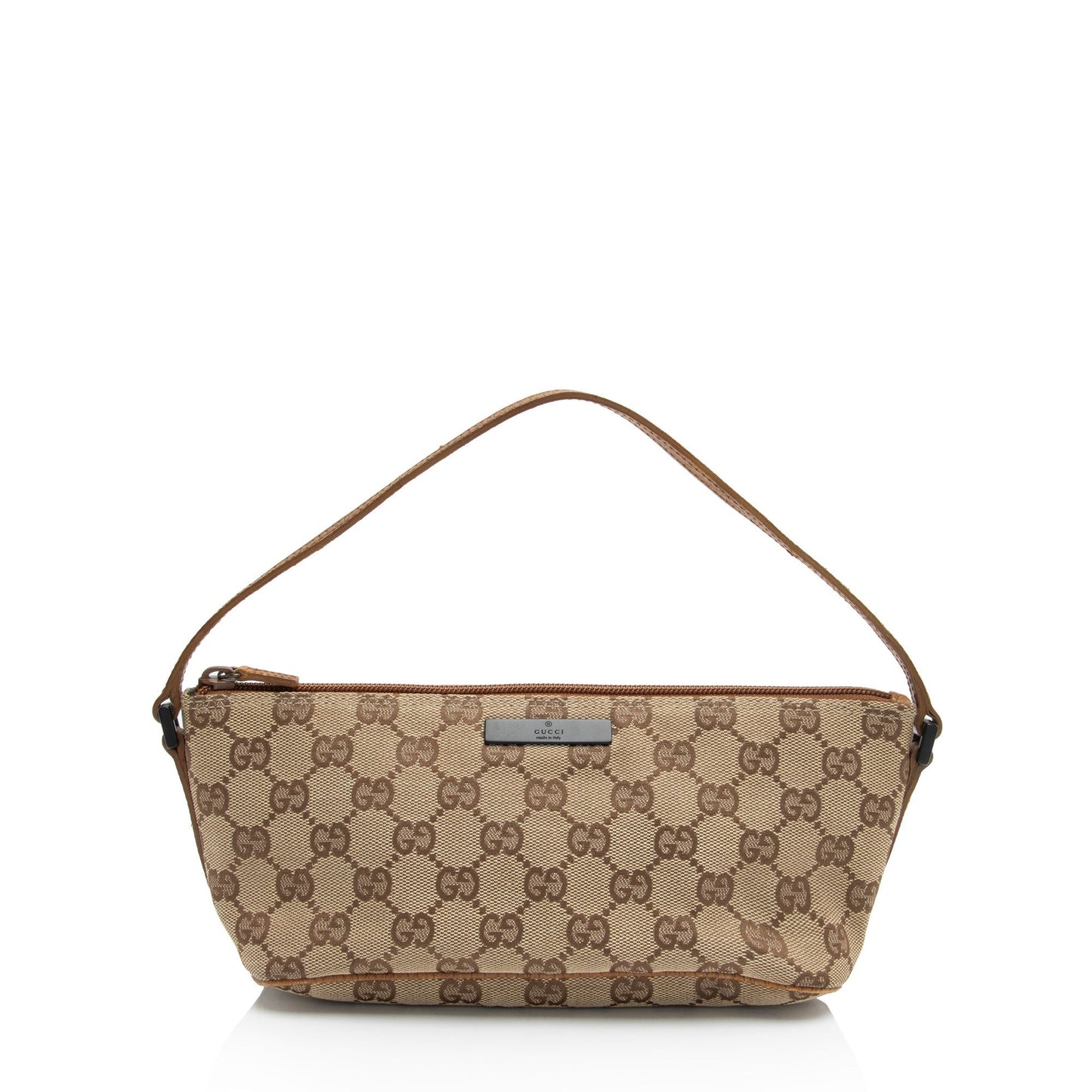Gucci GG Classic Pochette SHF-HgP2iI Leather Canvas Brown Beige Clutch Bag
