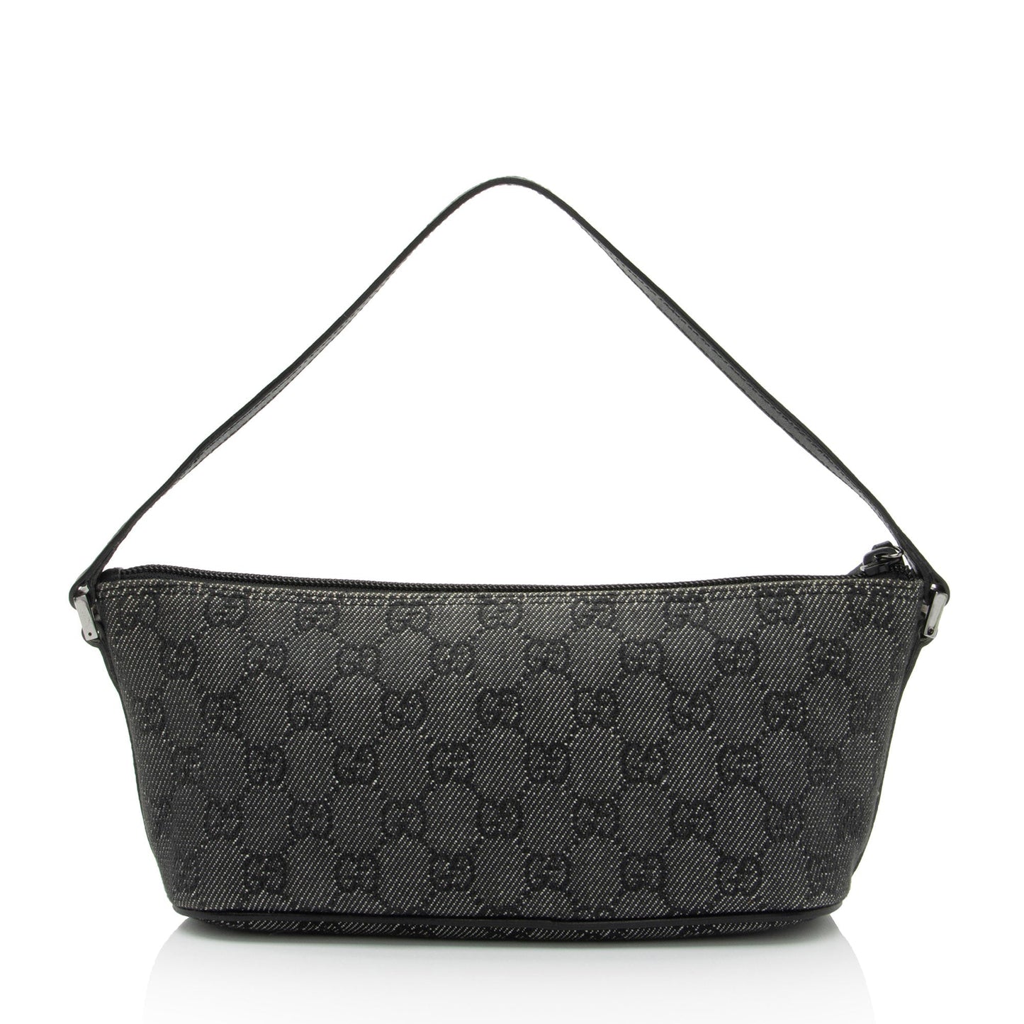 Gucci GG Classic Pochette SHF-op4Oel Leather Canvas Blue Clutch Bag