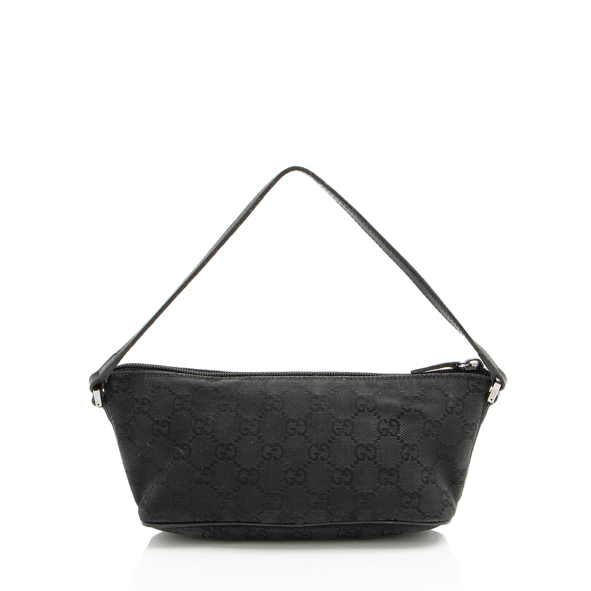 Gucci GG Classic Pochette Leather Canvas Black Handbag