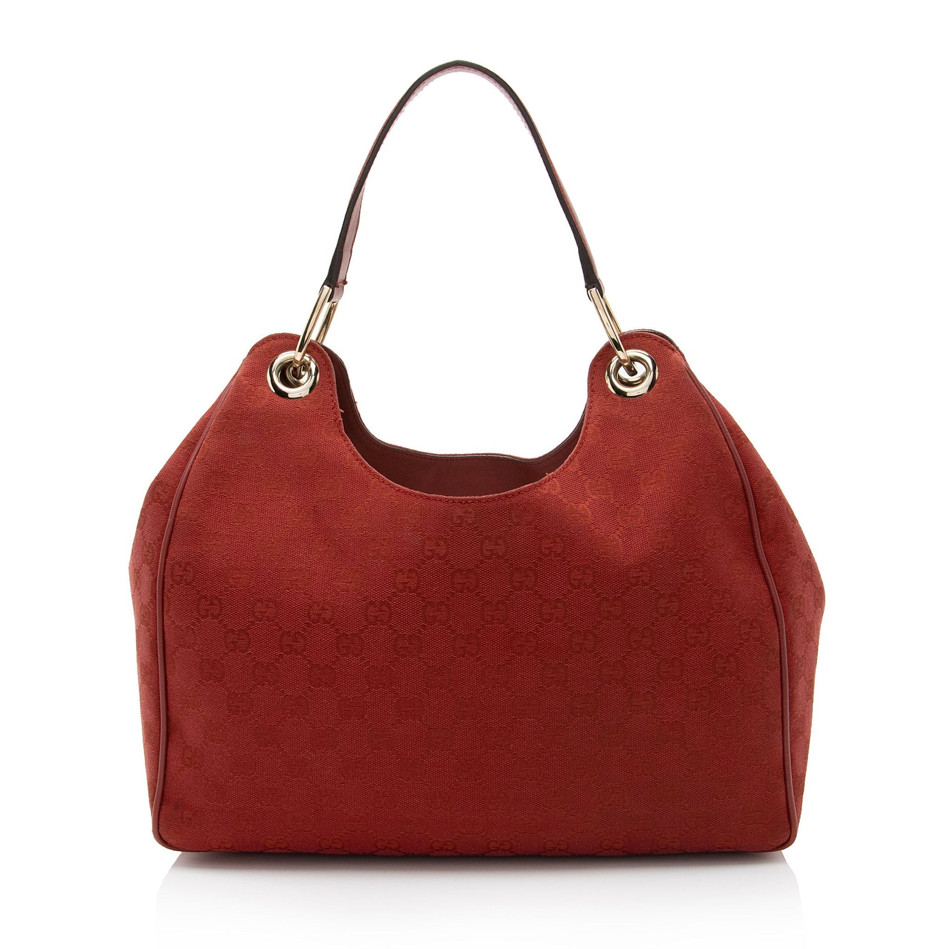 Gucci GG Colbert Leather Canvas Red Shoulder Bag