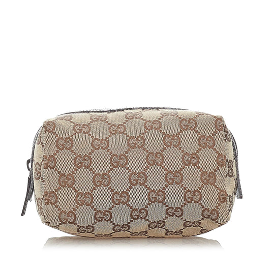 Gucci GG Cosmetic Pouch SHG Canvas Brown Handbag