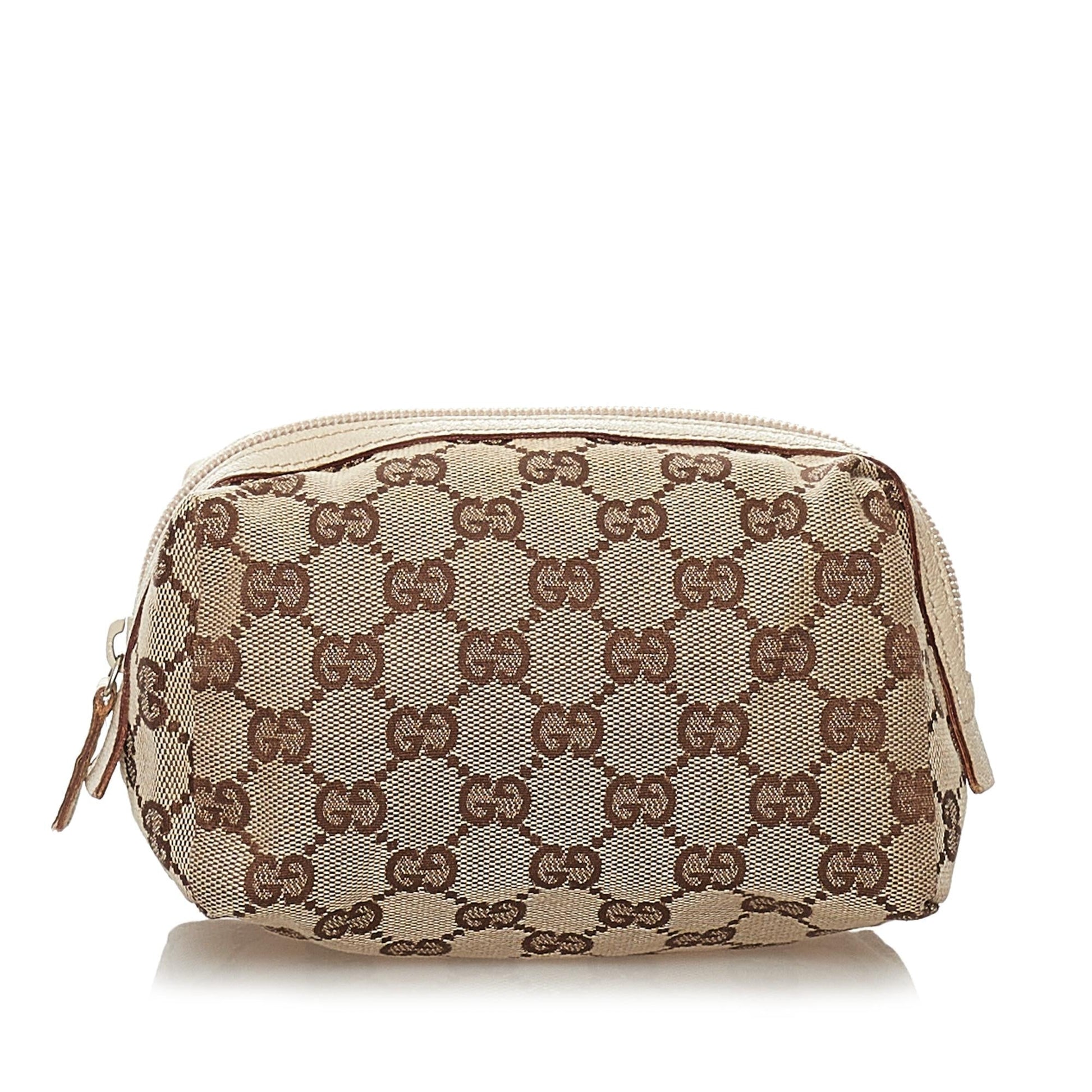 Gucci GG Cosmetic Pouch SHG Canvas Brown Handbag Pouch Shg