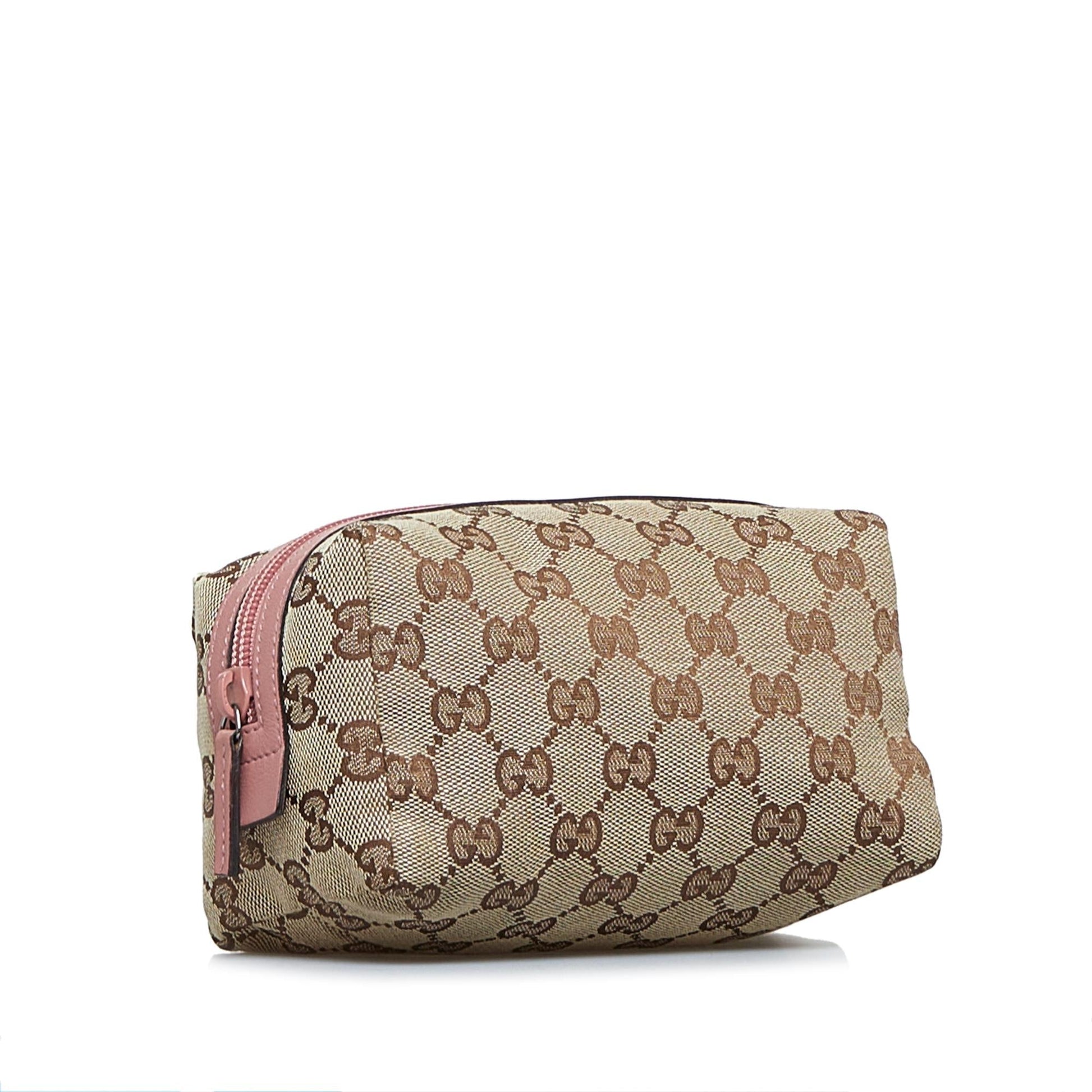 Gucci GG Cosmetic Pouch SHG-naEElv Canvas Brown Handbag