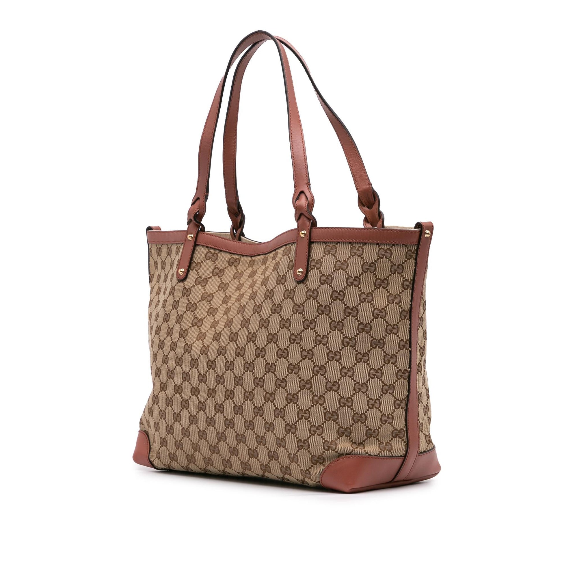 Gucci GG Craft Canvas Calf Brown Tote Bag Tote 2