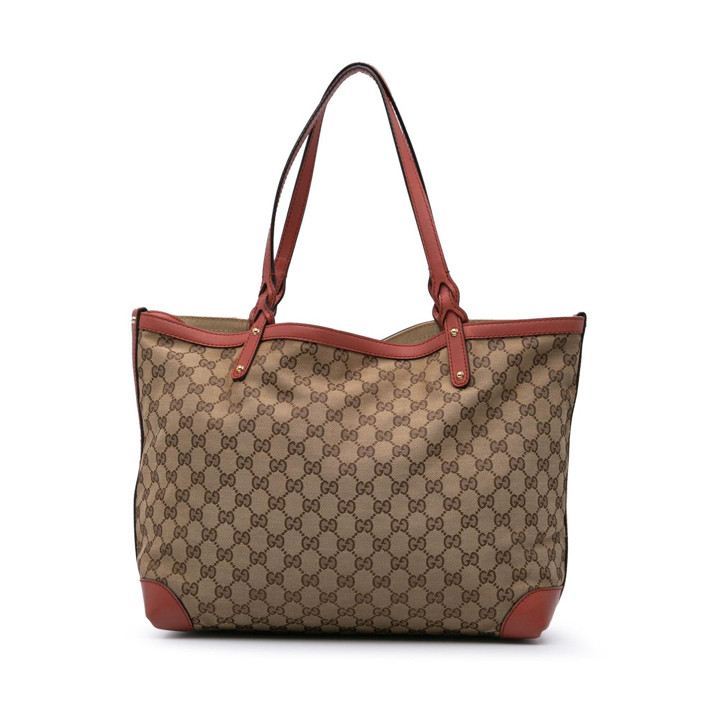 Gucci GG Craft Canvas Calf Brown Tote Bag Tote 4