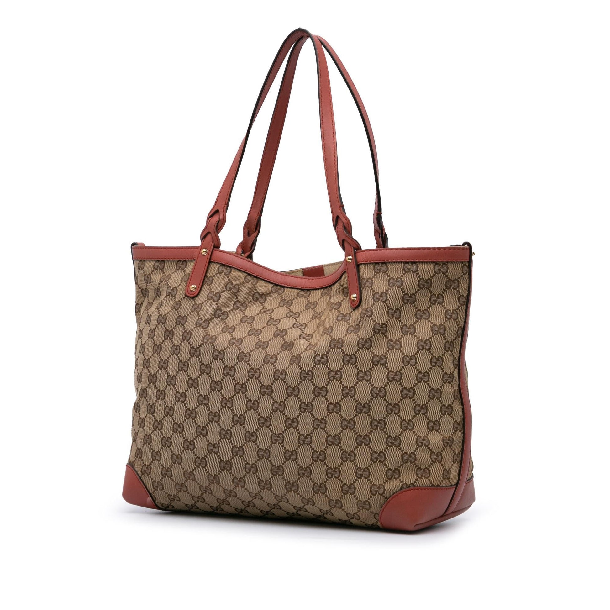 Gucci GG Craft Canvas Calf Brown Tote Bag Tote 4