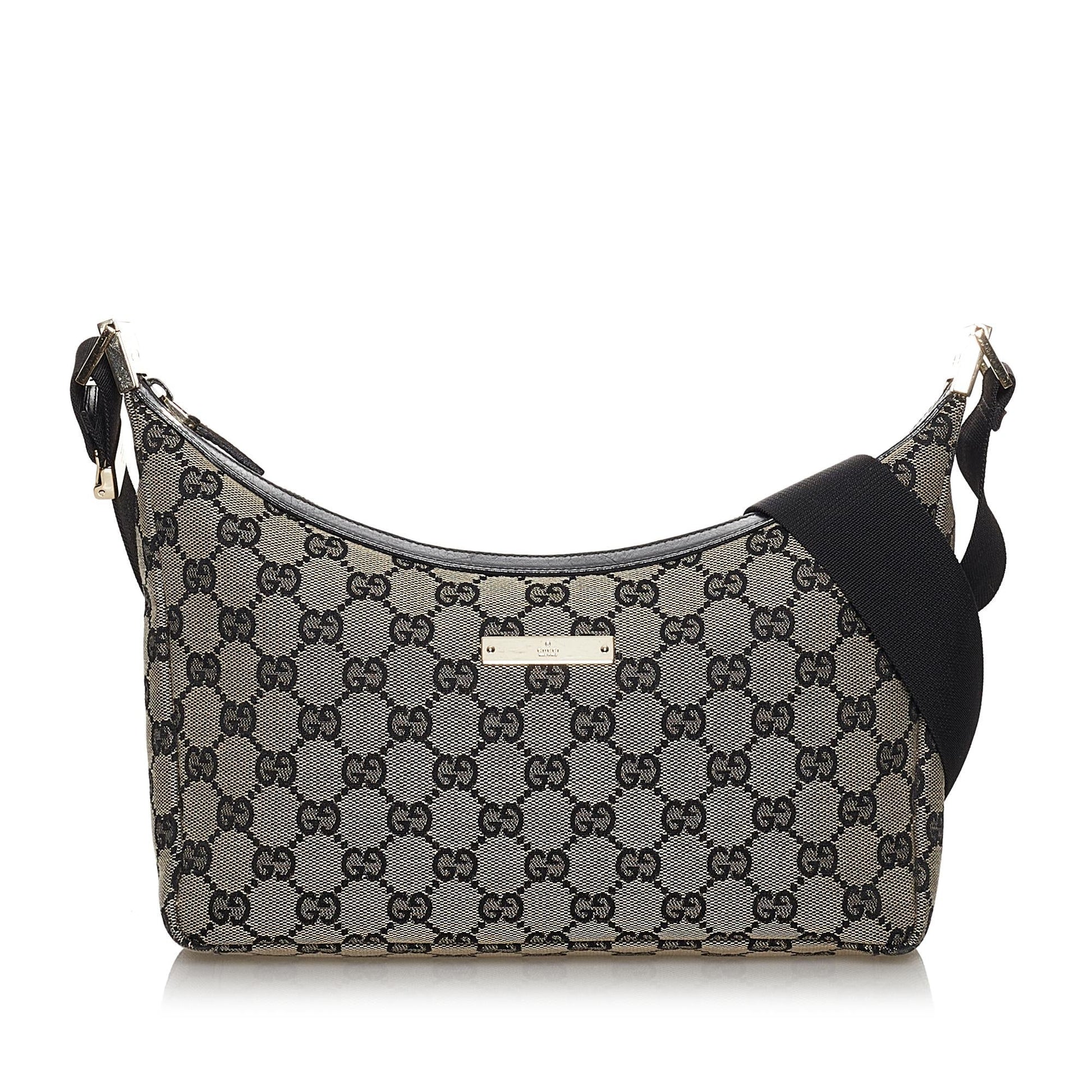 Gucci GG SHG Canvas Calf Black Brown Crossbody Bag