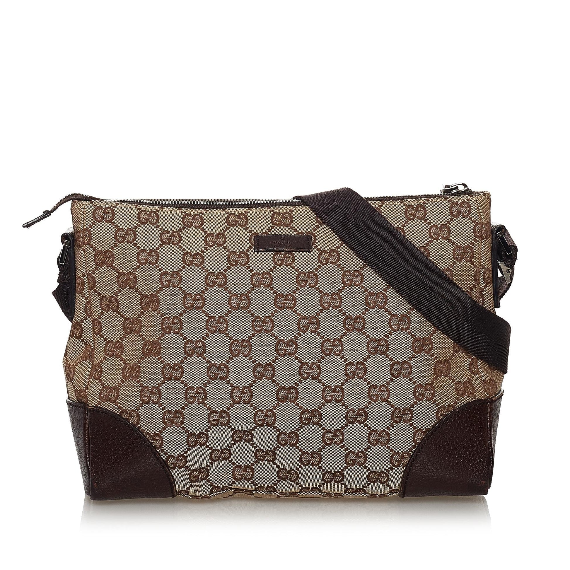 Gucci GG SHG Canvas Brown Crossbody Bag 22