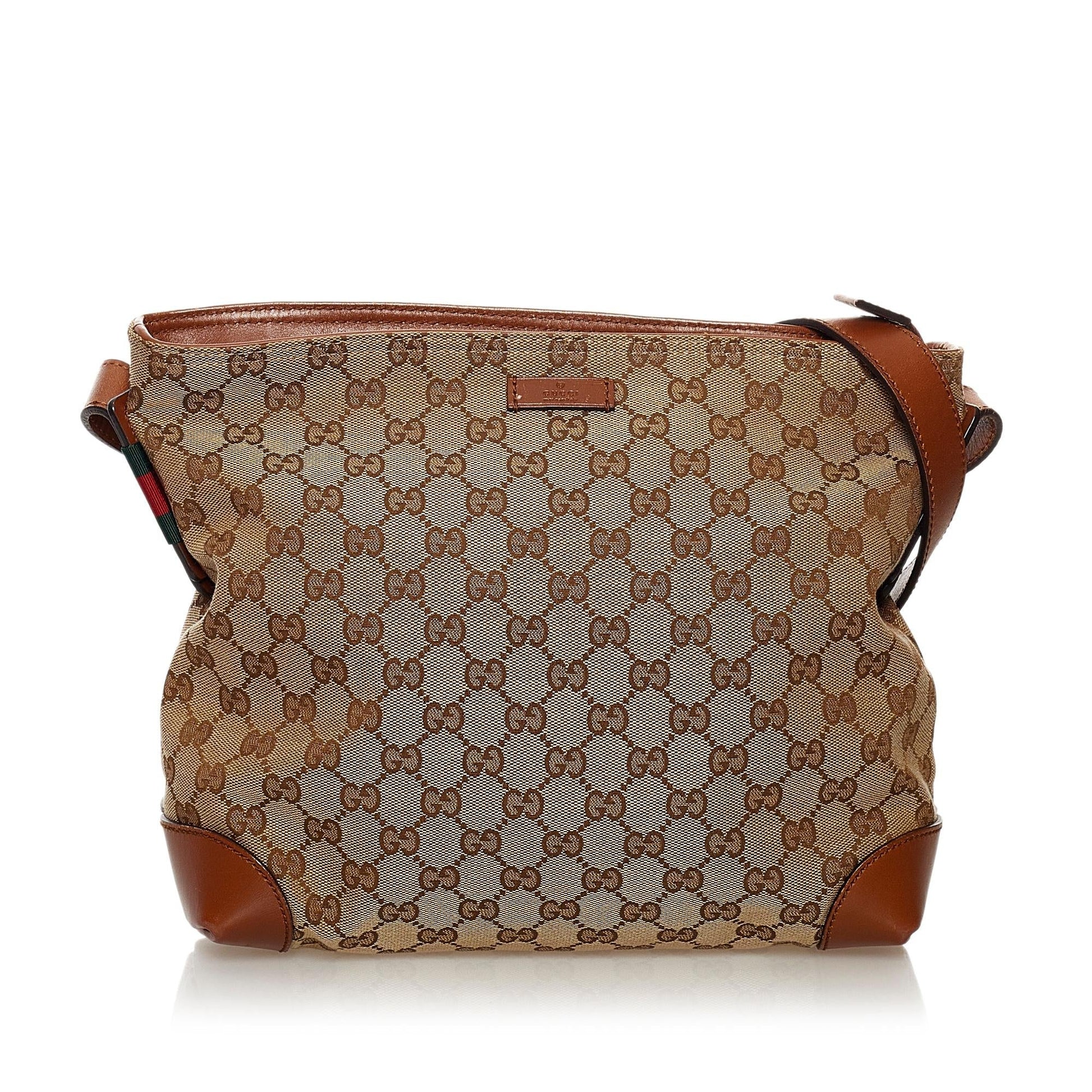 Gucci GG SHG Canvas Brown Crossbody Bag 25