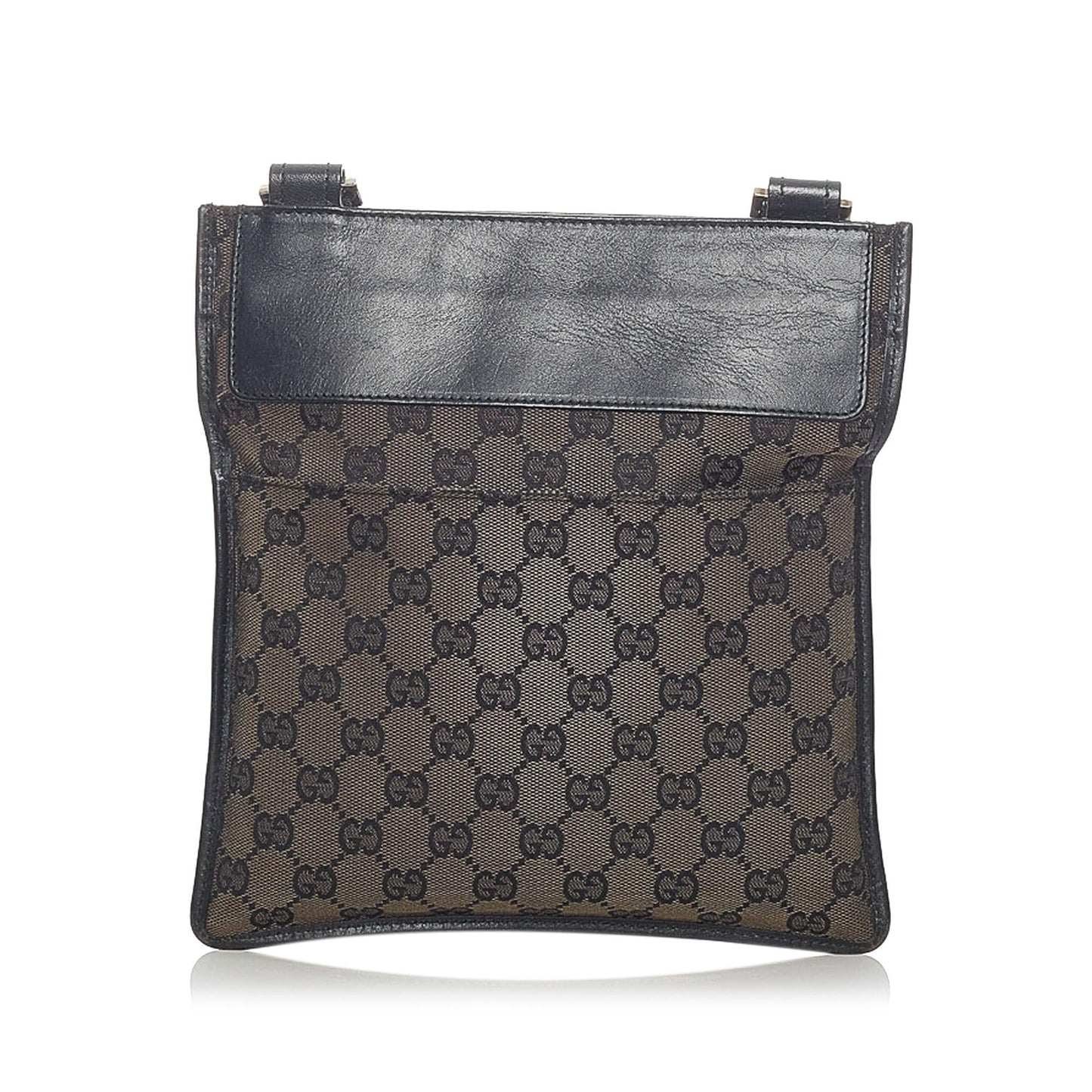 Gucci GG SHG Canvas Calf Black Brown Crossbody Bag Bag Shg