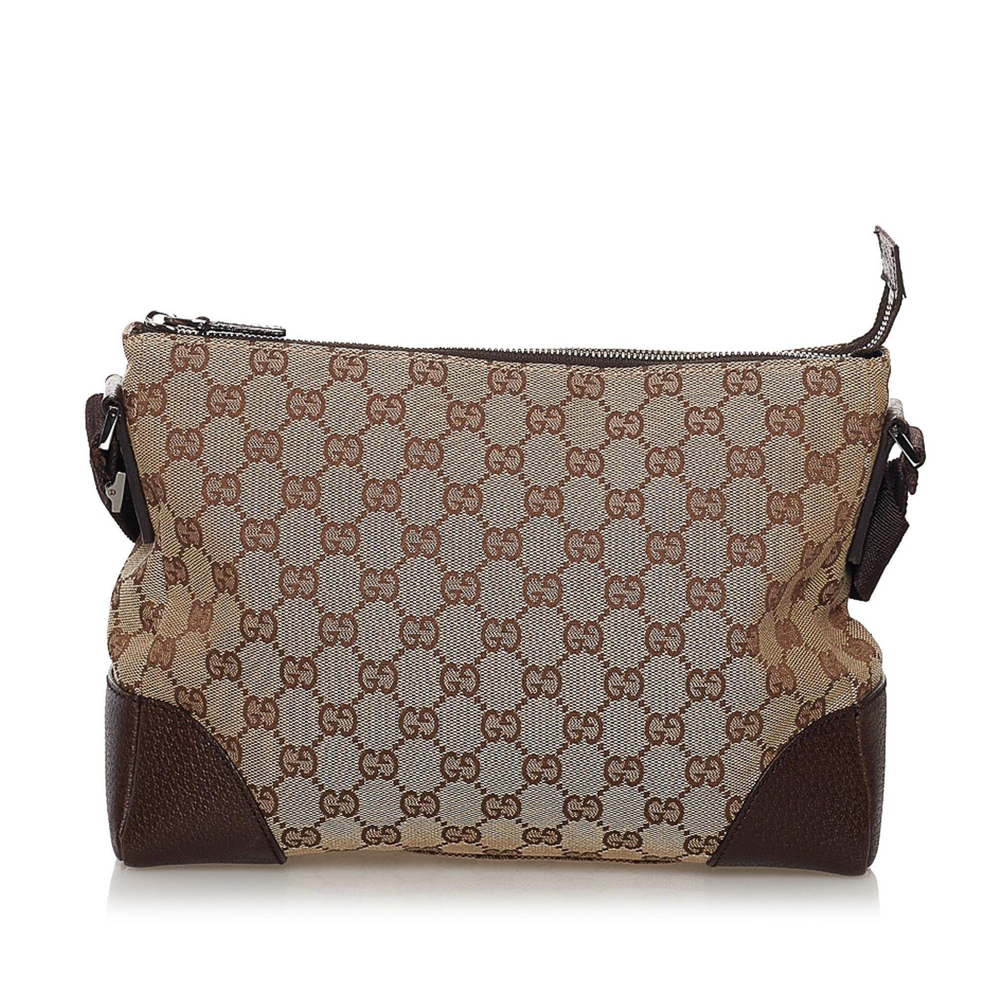 Gucci GG SHG Canvas Brown Crossbody Bag Bag Shg