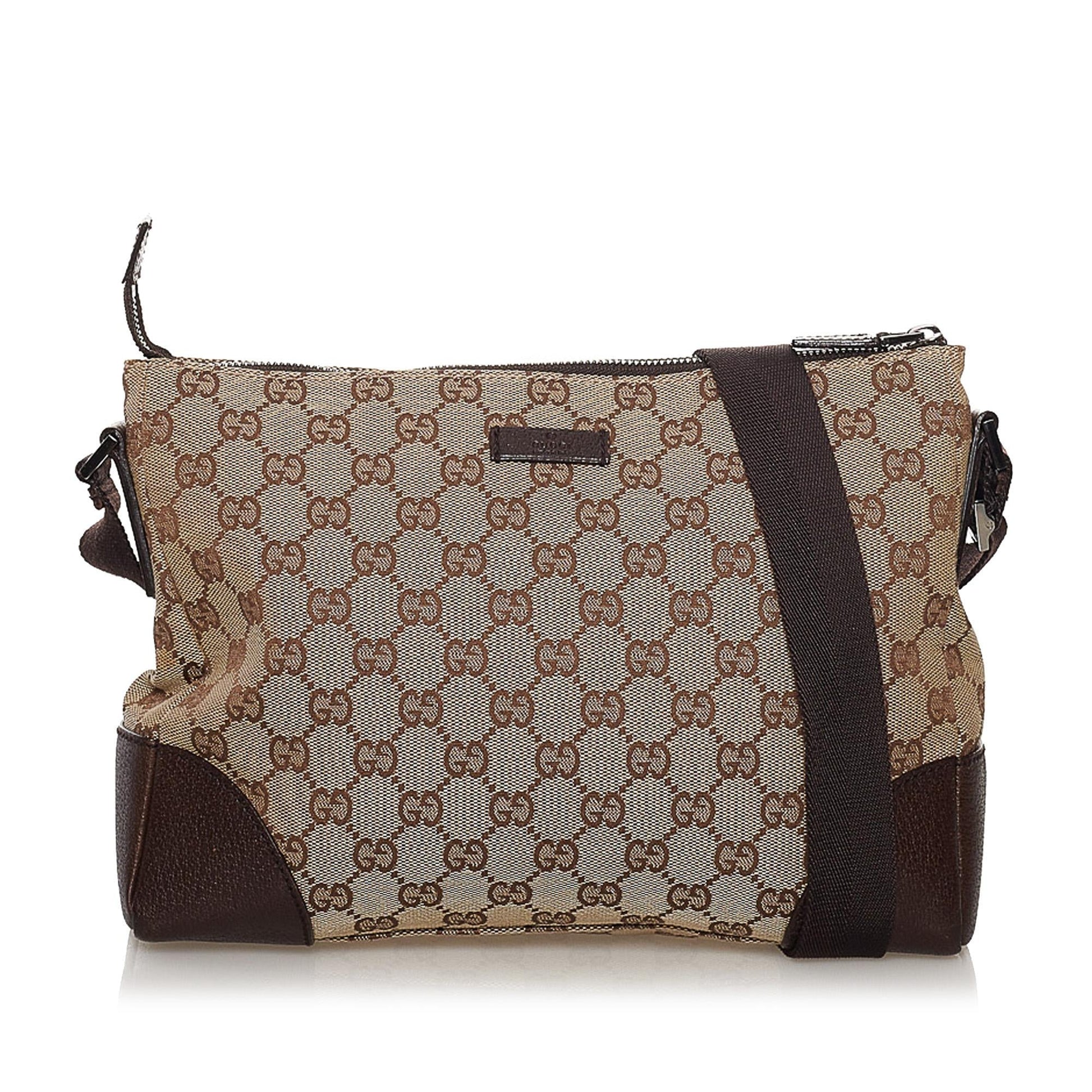 Gucci GG SHG Canvas Brown Crossbody Bag Bag Shg