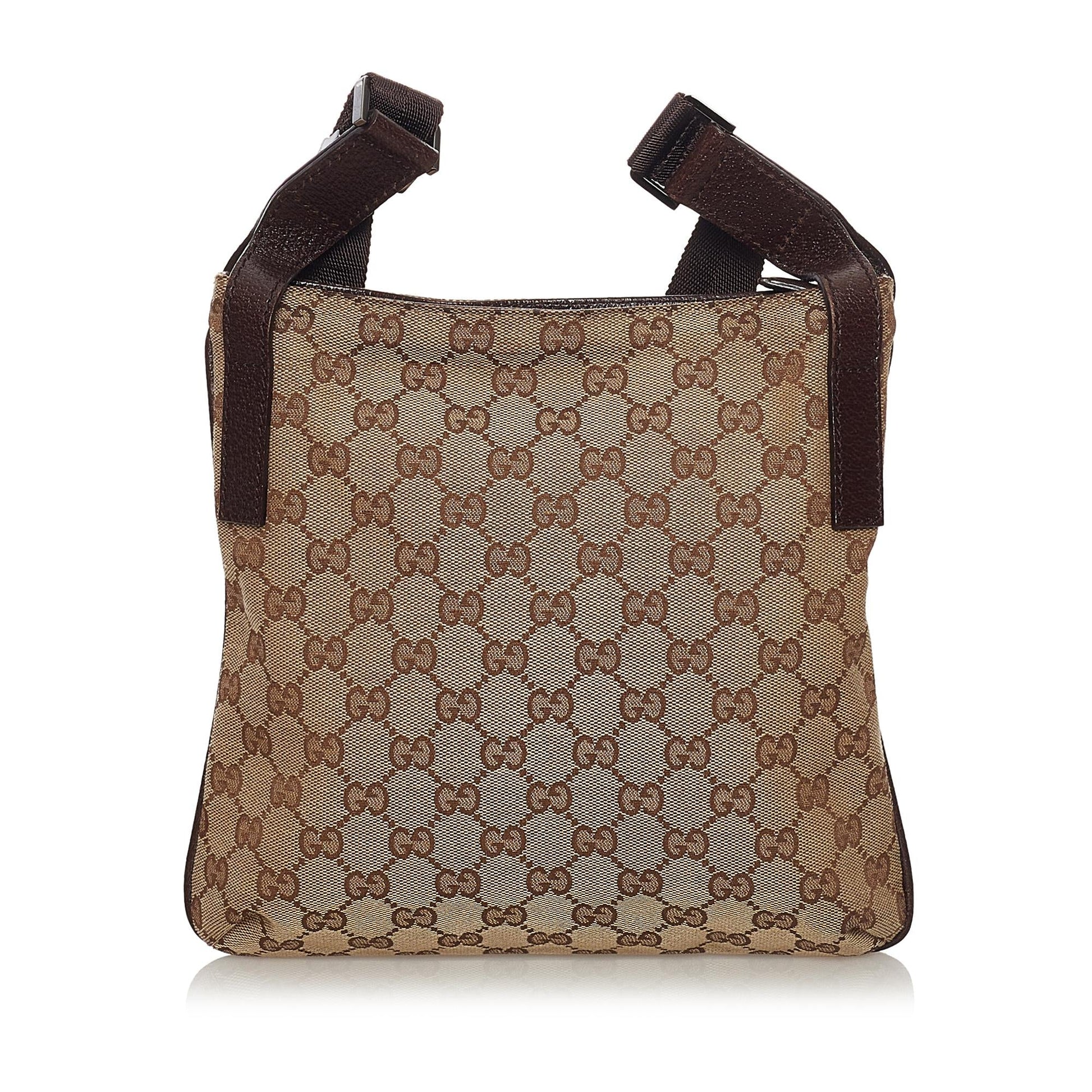 Gucci GG SHG Canvas Calf Brown Crossbody Bag