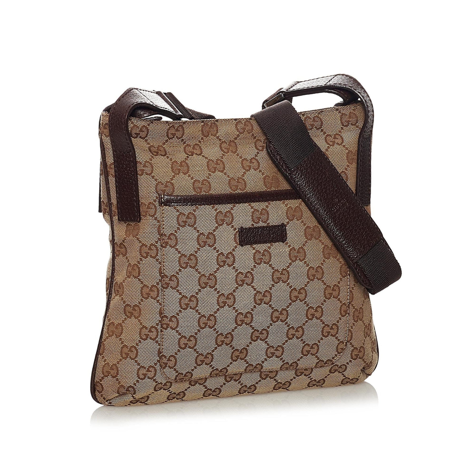 Gucci GG SHG Canvas Calf Brown Crossbody Bag