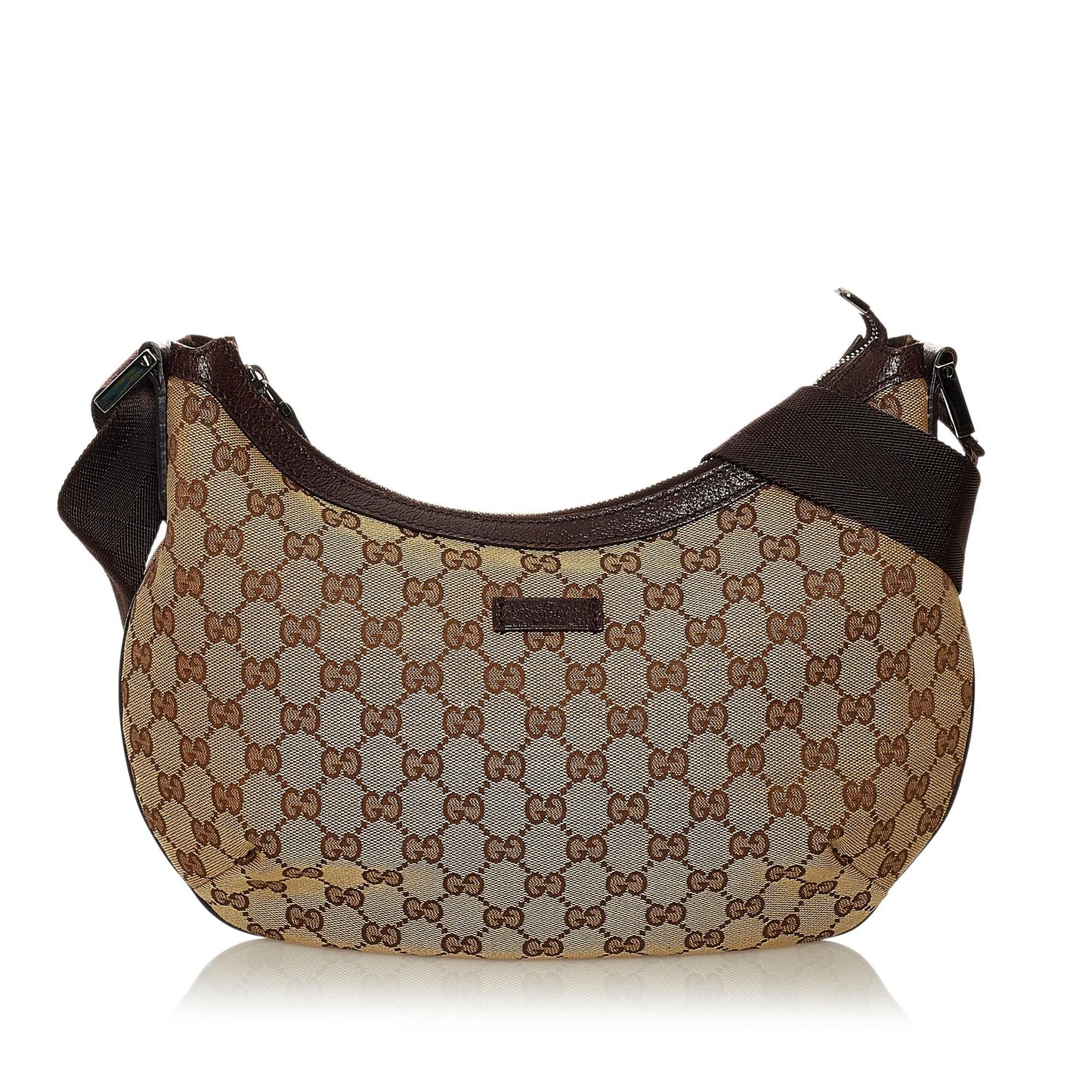 Gucci GG SHG Canvas Calf Brown Crossbody Bag Bag Shg