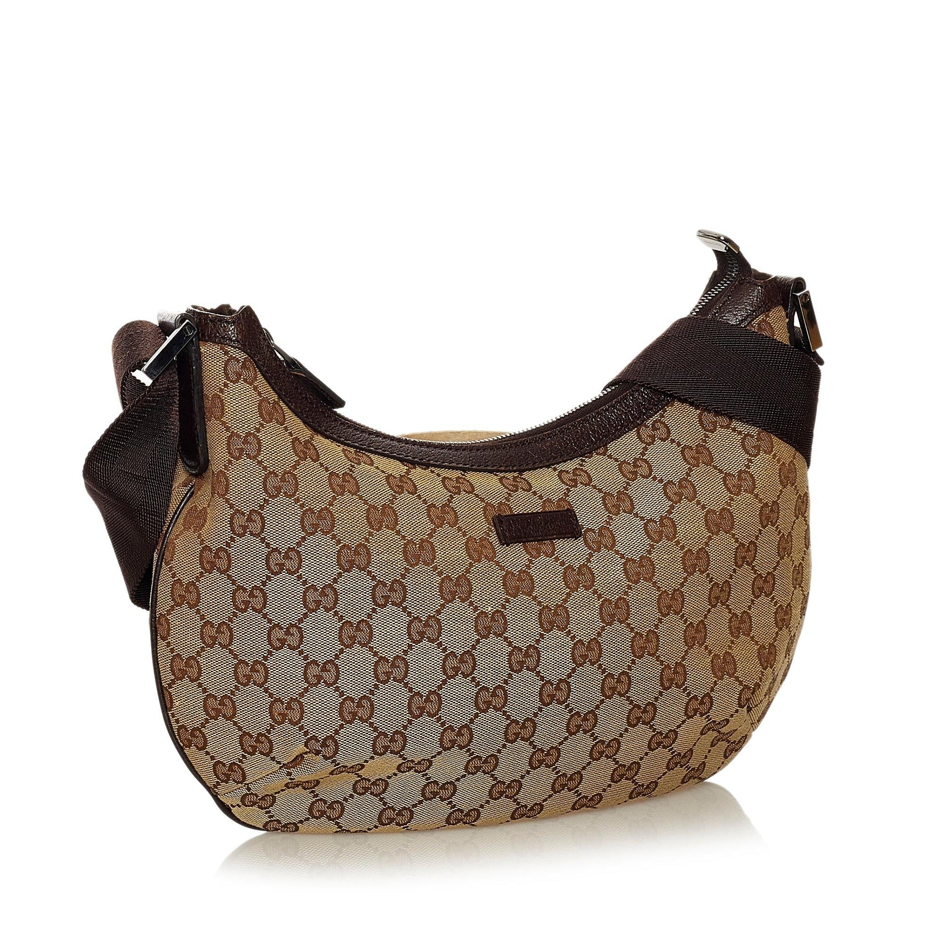 Gucci GG SHG Canvas Calf Brown Crossbody Bag Bag Shg