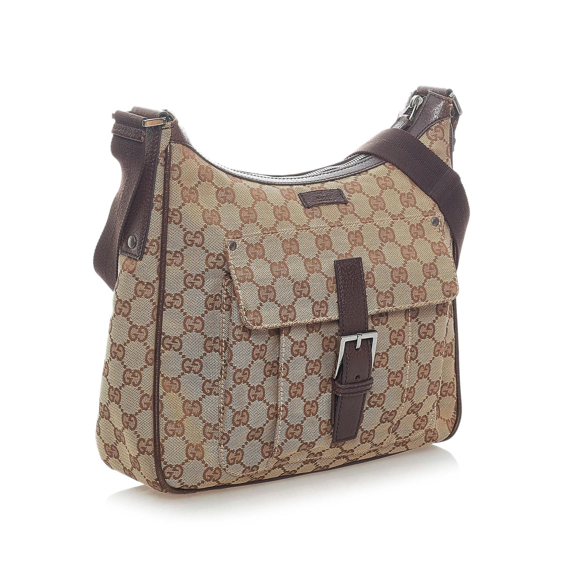 Gucci GG SHG Canvas Calf Brown Crossbody Bag 5