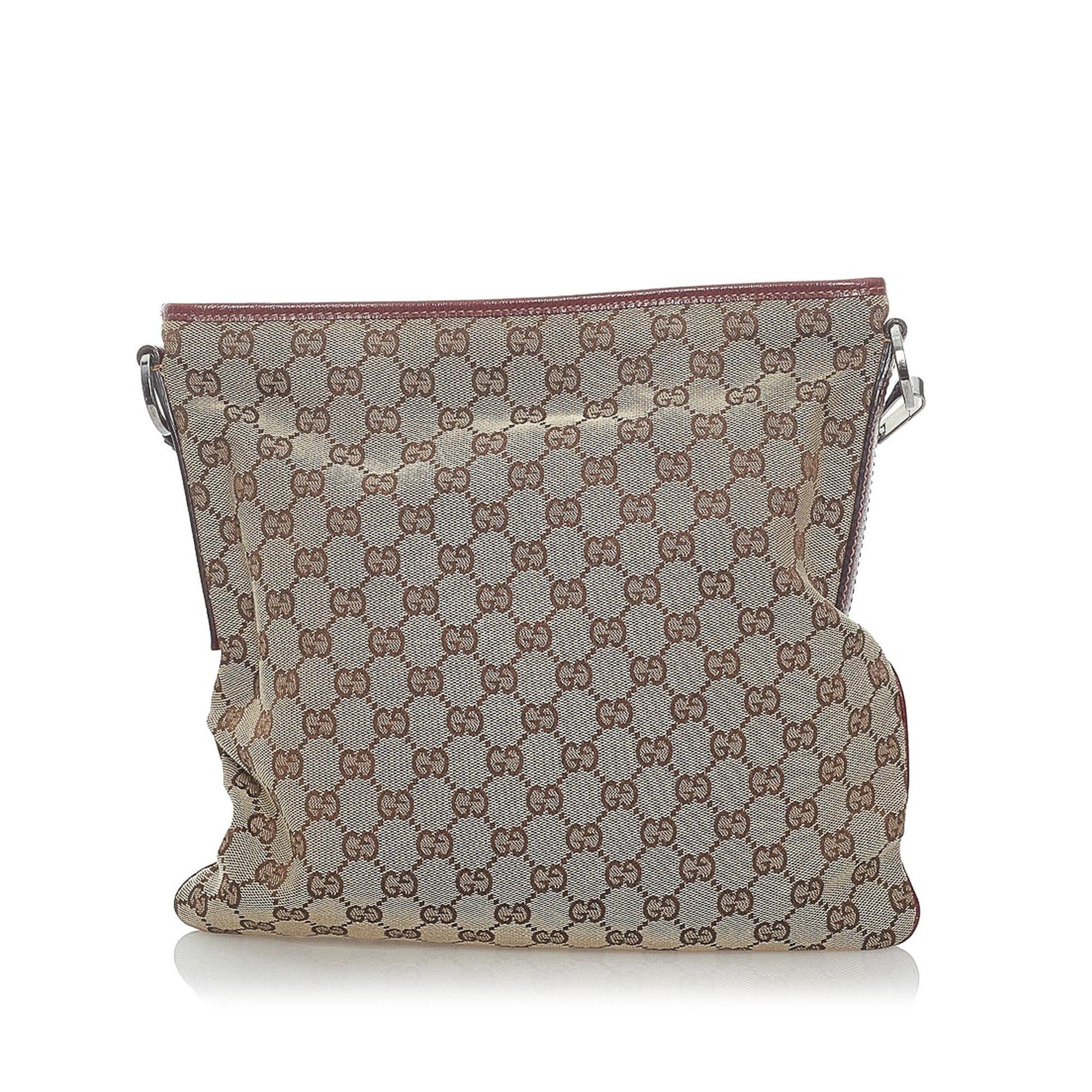 Gucci GG SHG Canvas Brown Red Crossbody Bag