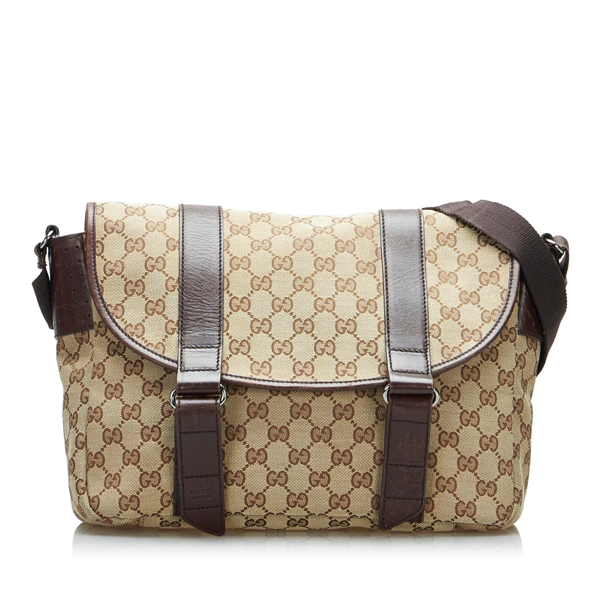 Gucci GG SHG-p3fMmd Canvas Brown Crossbody Bag