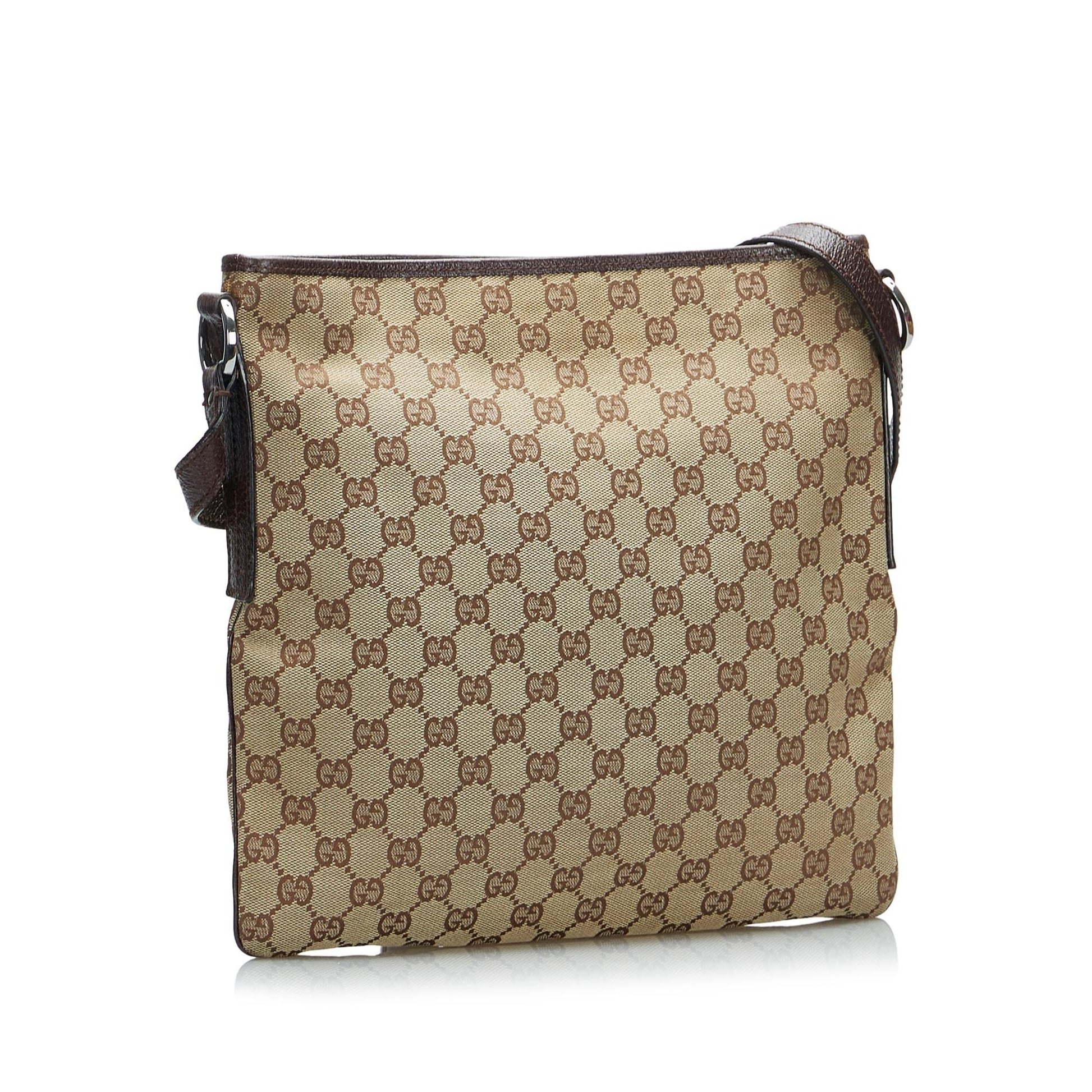 Gucci GG SHG-RVqmST Canvas Brown Crossbody Bag