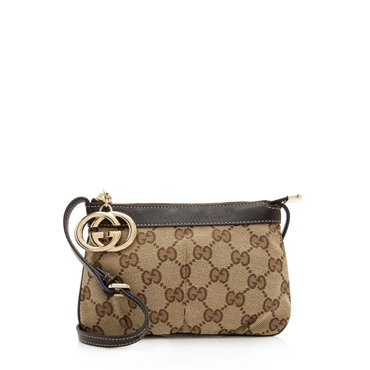 Gucci GG SHF-WODP3d Leather Canvas Brown Beige Crossbody Bag