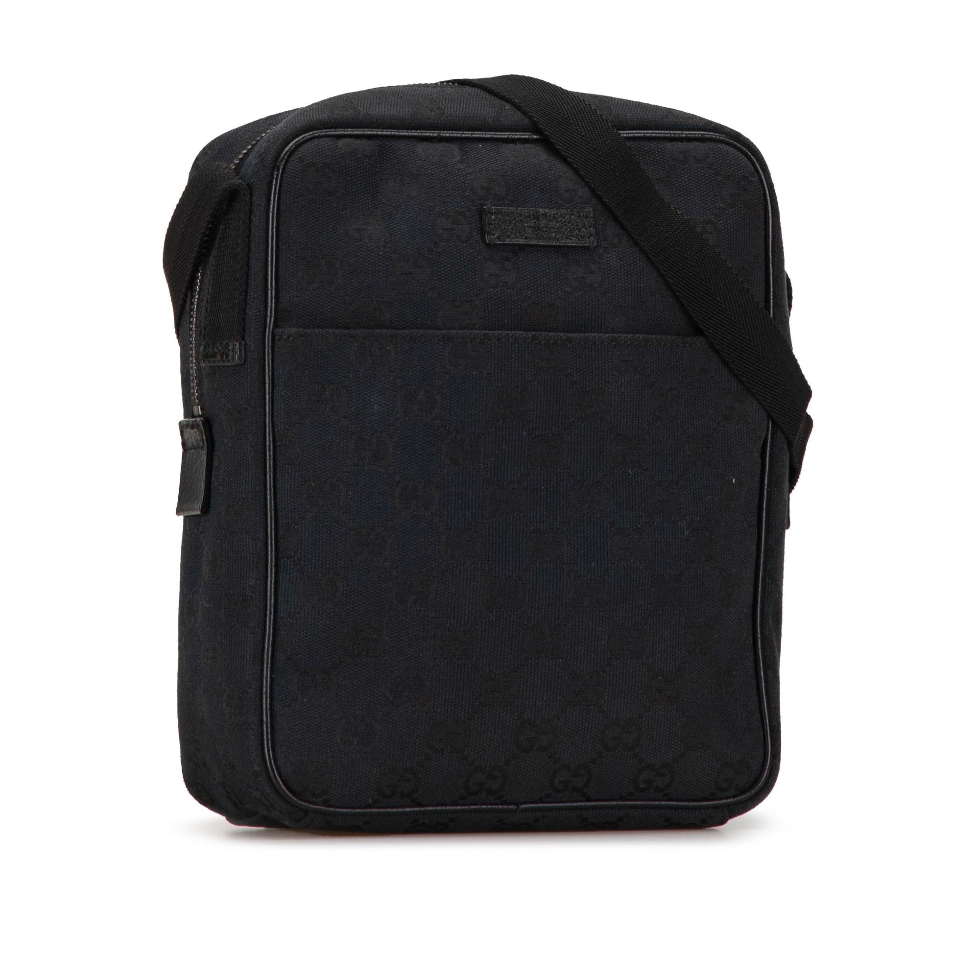 Gucci GG Canvas Calf Black Crossbody Bag Shg 62Yxq1