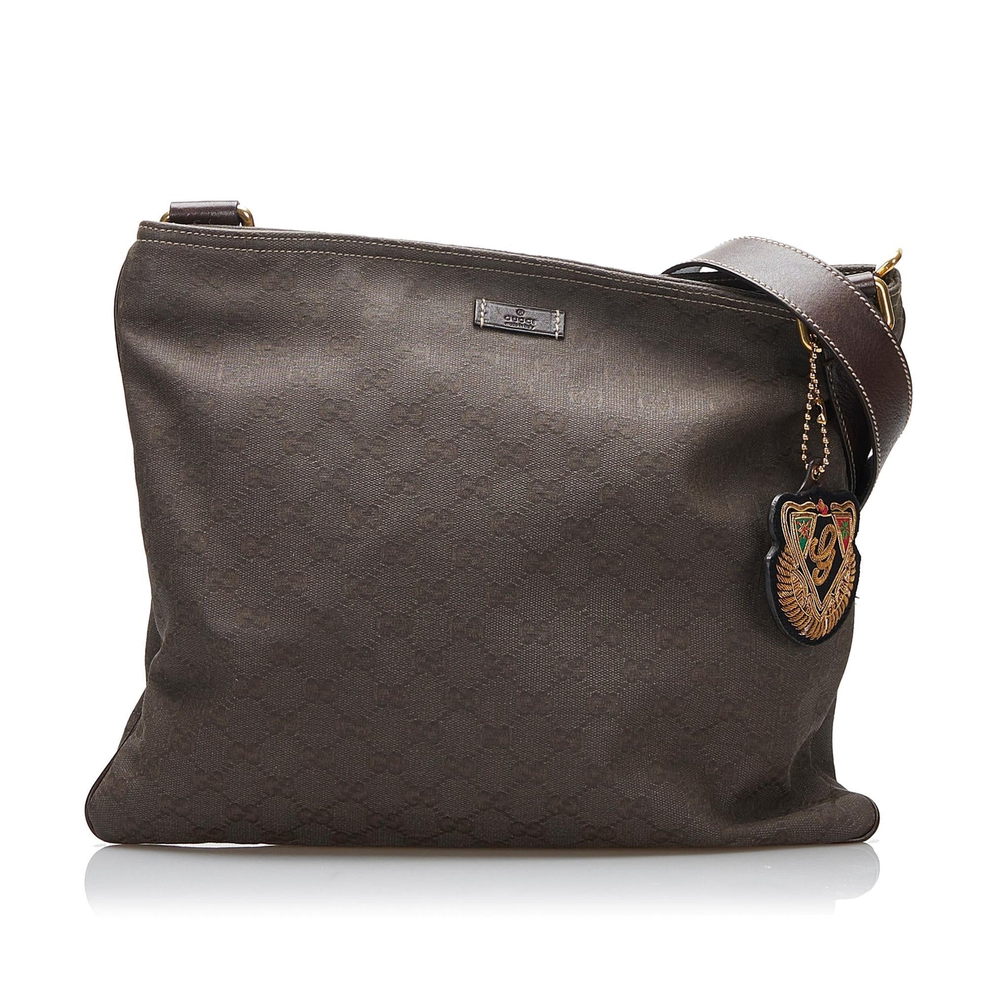 Gucci GG SHG-UOb4Kr Canvas Calf Brown Crossbody Bag