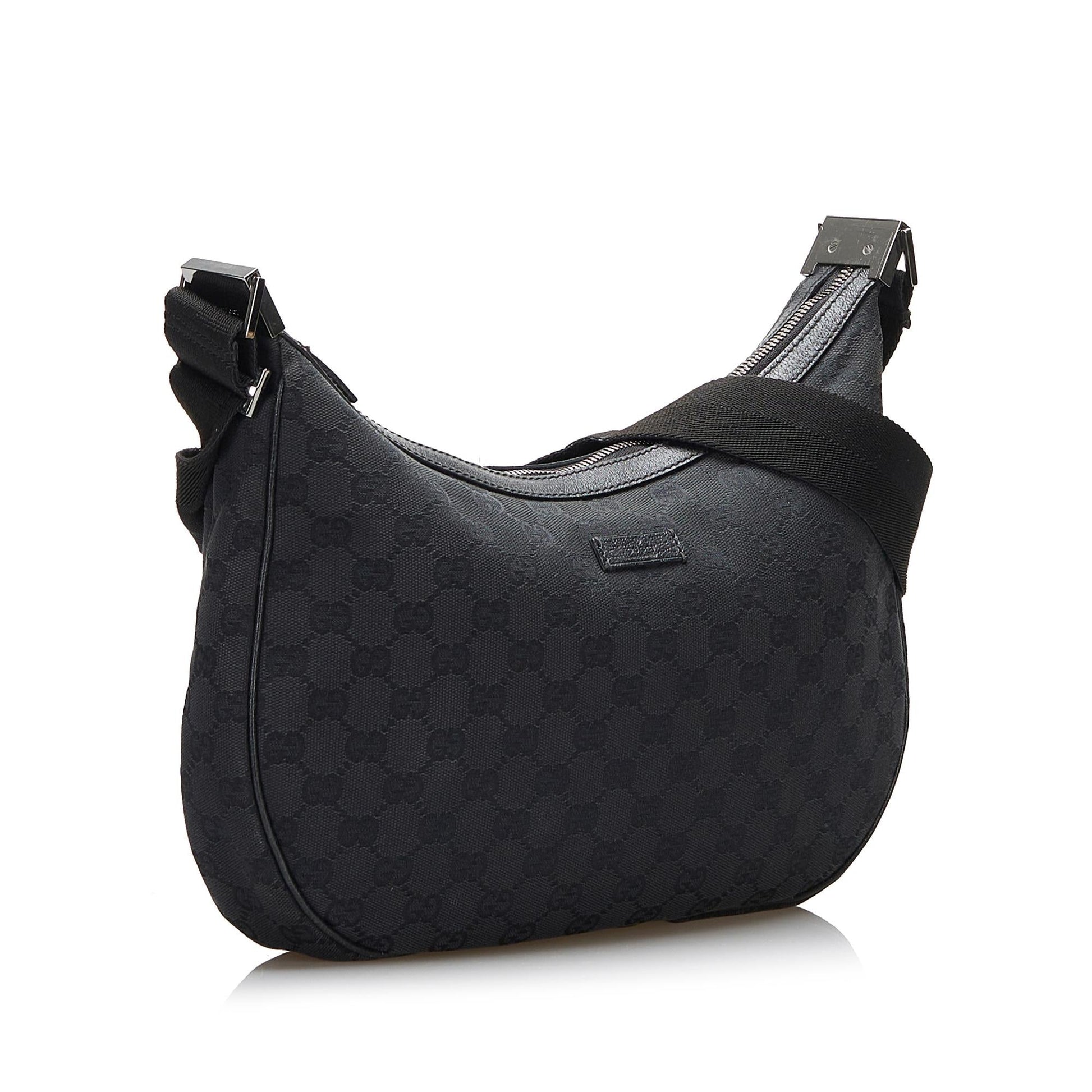 Gucci GG SHG-8JqiwJ Canvas Calf Black Crossbody Bag