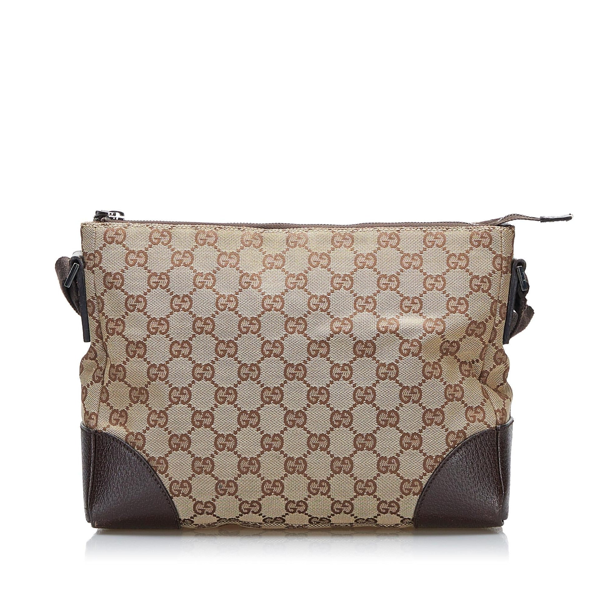 Gucci GG SHG-mbV2Qq Canvas Calf Brown Crossbody Bag