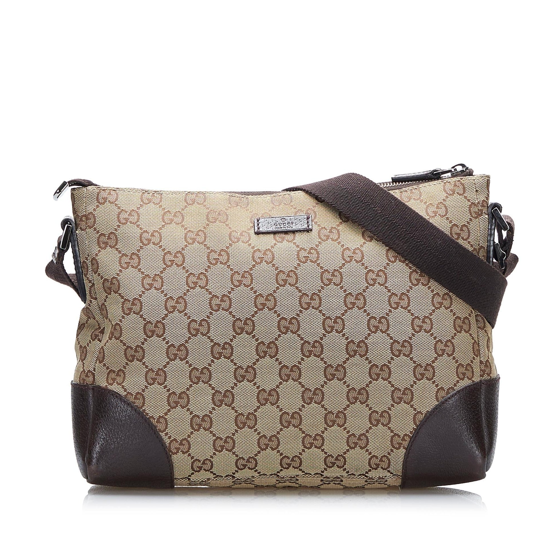 Gucci GG SHG-I6scNT Canvas Calf Brown Crossbody Bag