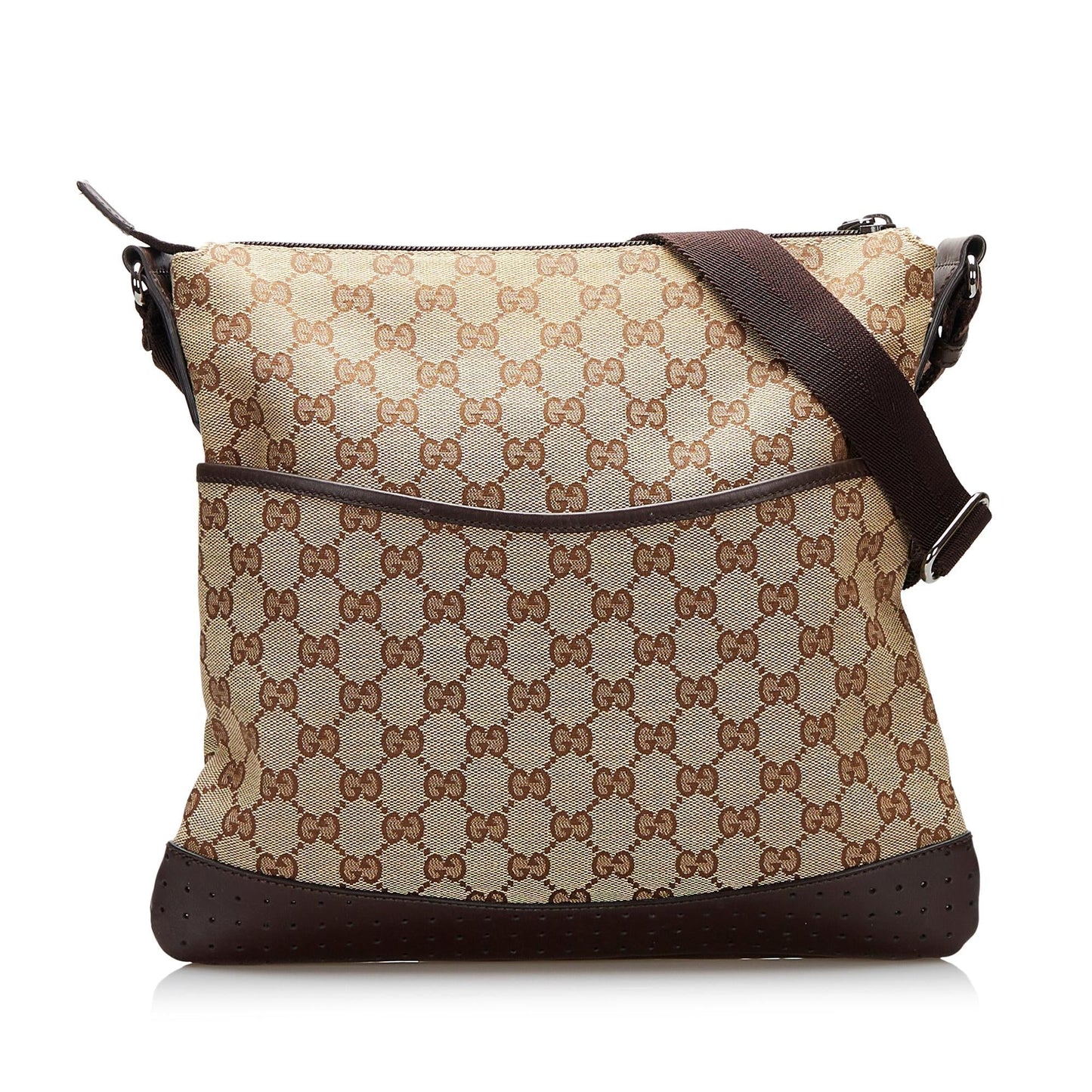 Gucci GG SHG-hh43k8 Canvas Calf Brown Crossbody Bag