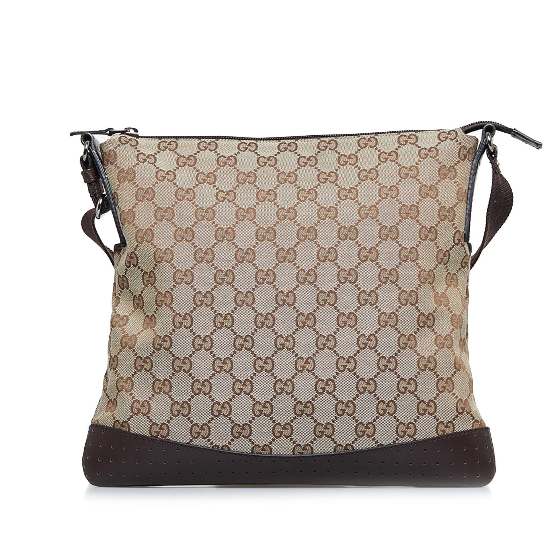 Gucci GG SHG-87k0HK Canvas Calf Brown Crossbody Bag