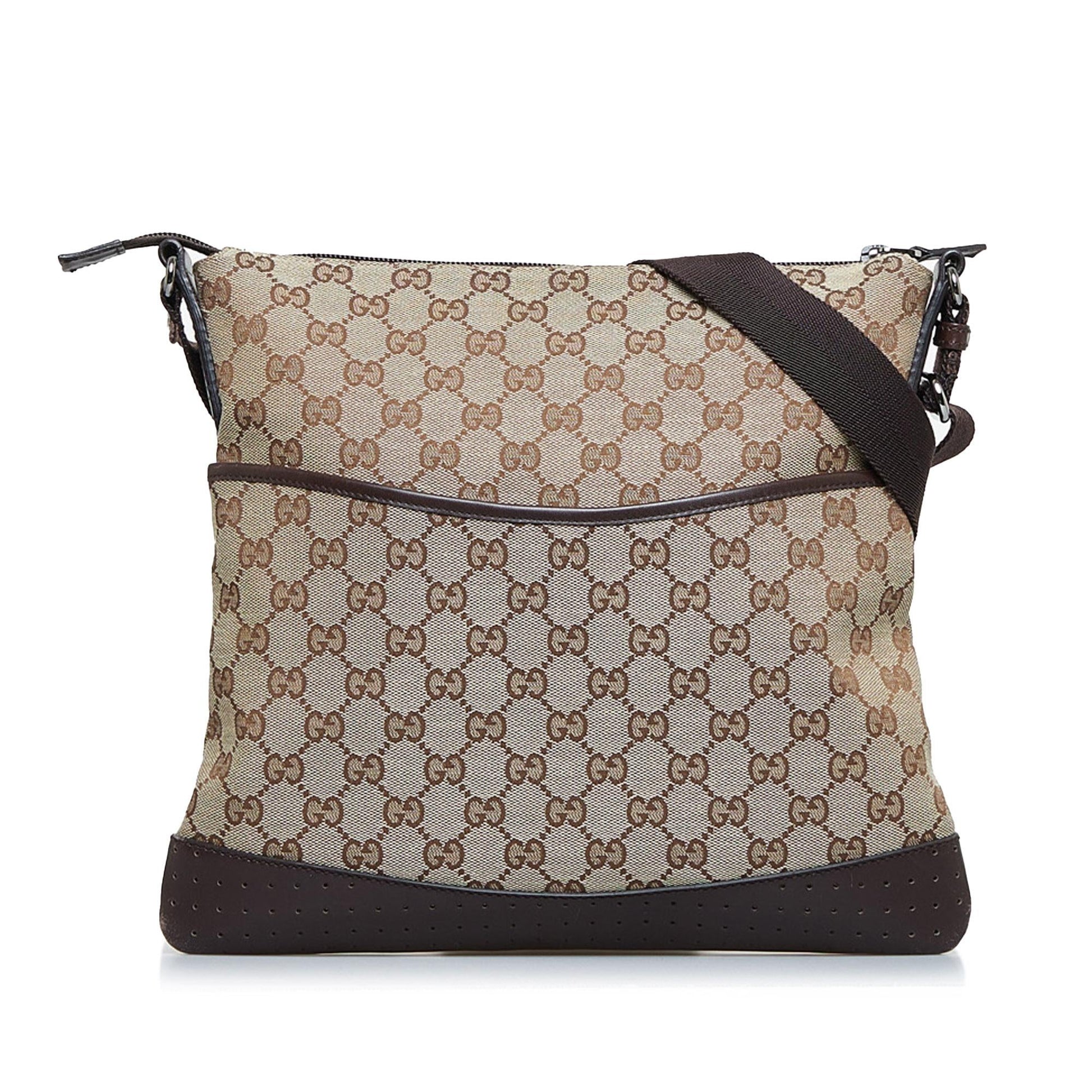 Gucci GG SHG-87k0HK Canvas Calf Brown Crossbody Bag