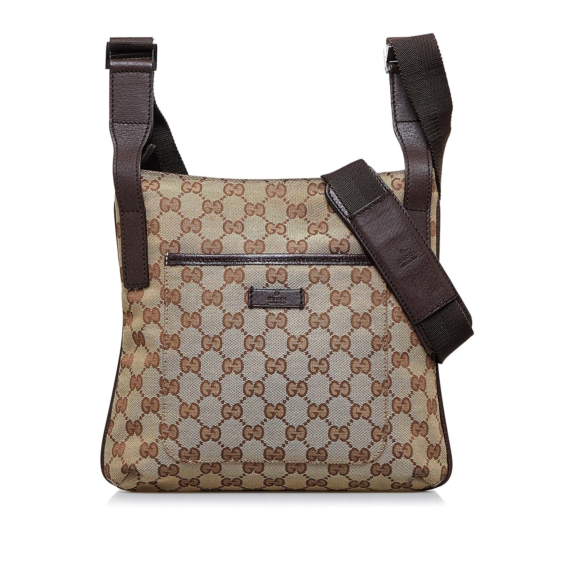 Gucci GG SHG-KjzGux Canvas Calf Brown Crossbody Bag