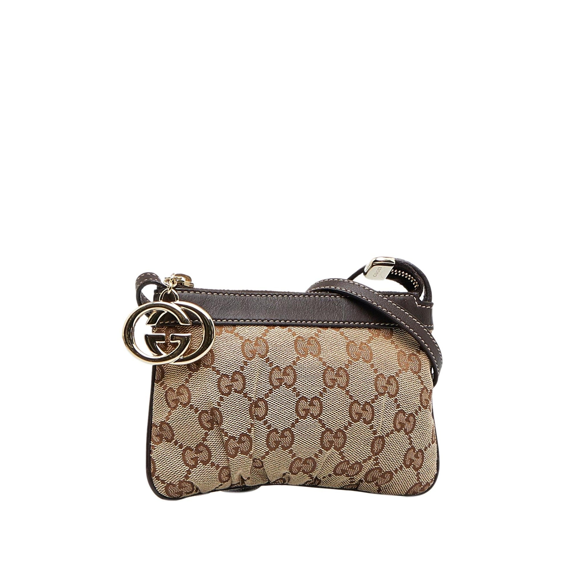 Gucci GG SHG-wAEYtQ Canvas Calf Brown Crossbody Bag