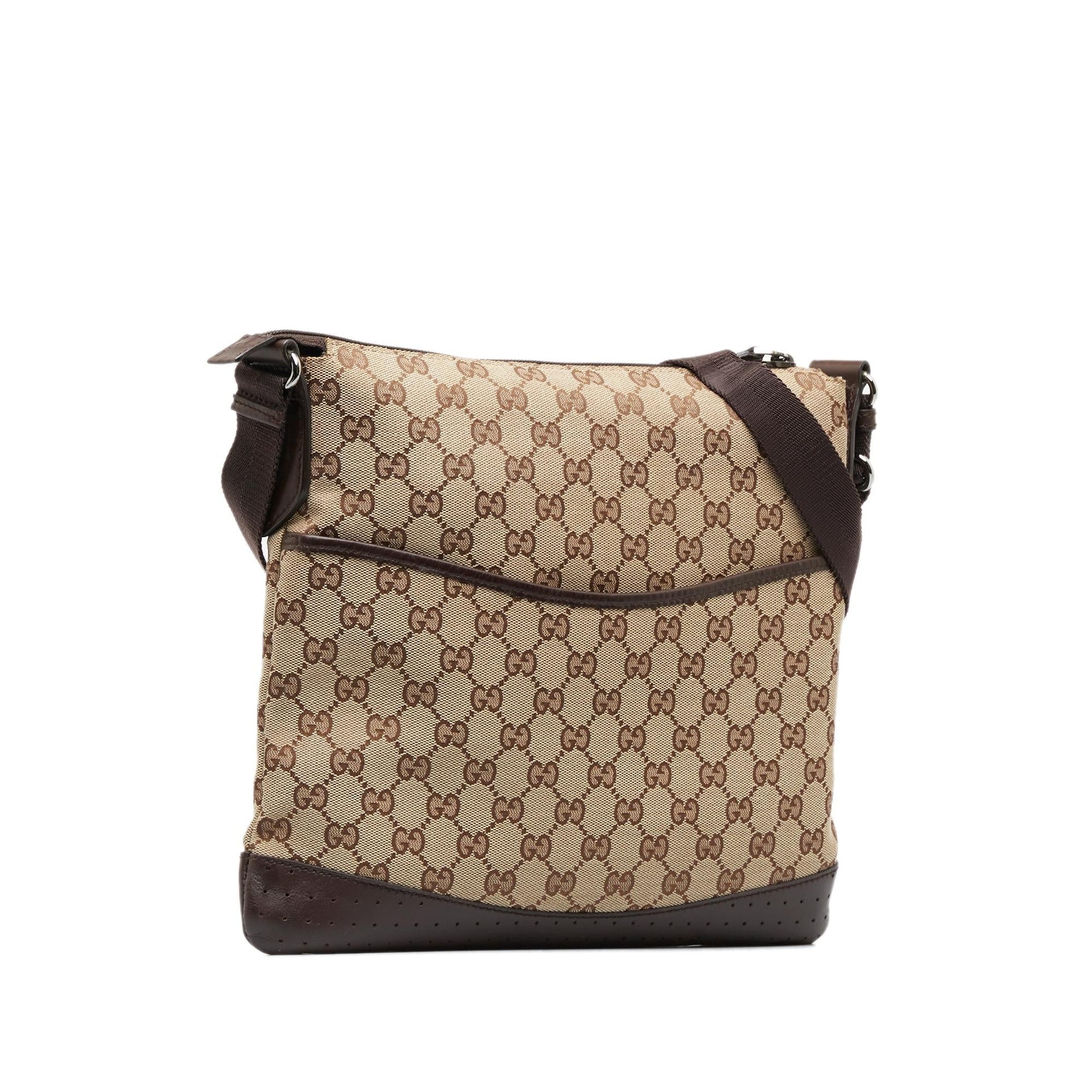 Gucci GG SHG-HiuUF3 Canvas Calf Brown Crossbody Bag