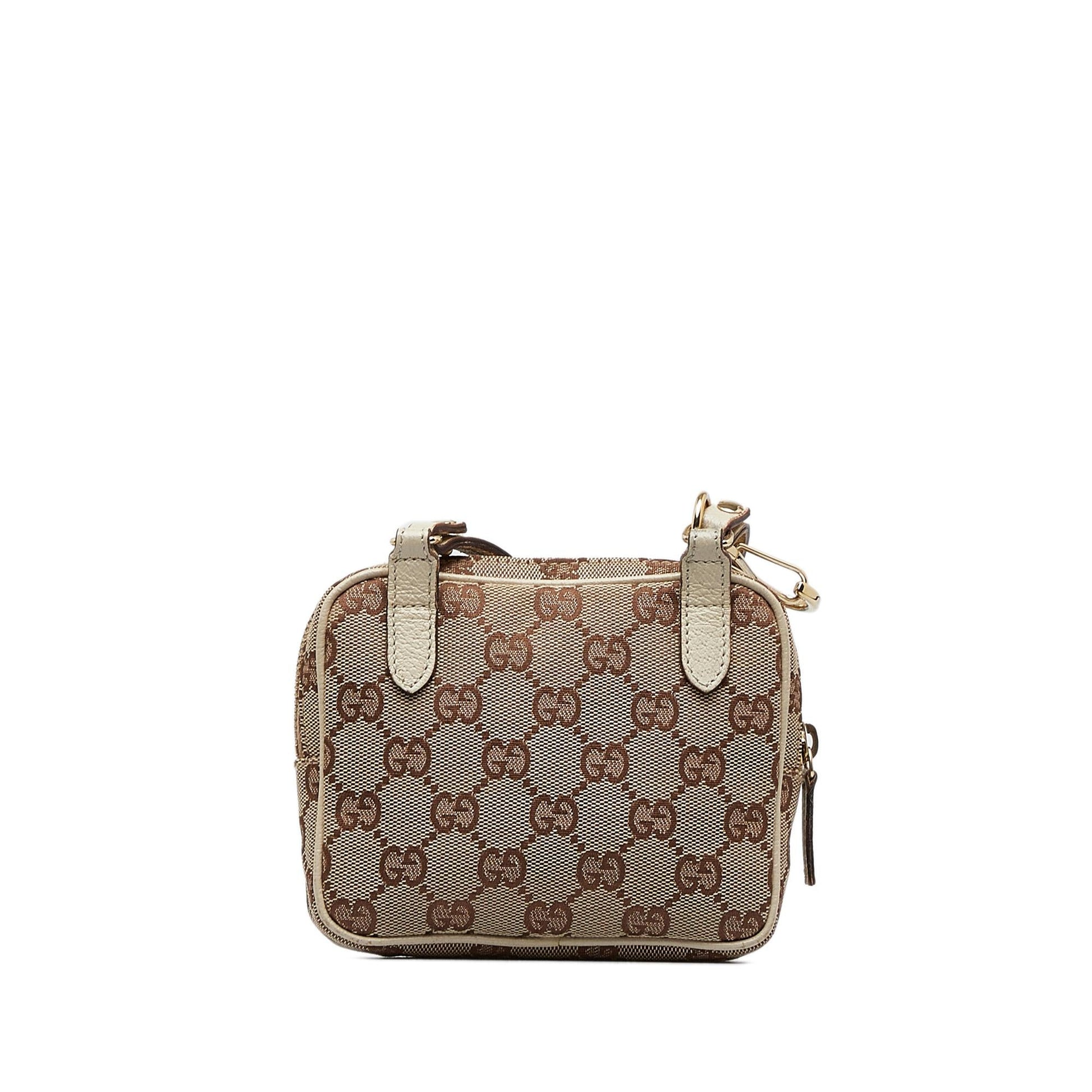 Gucci GG SHG-19hxZ1 Canvas Calf White Brown Crossbody Bag