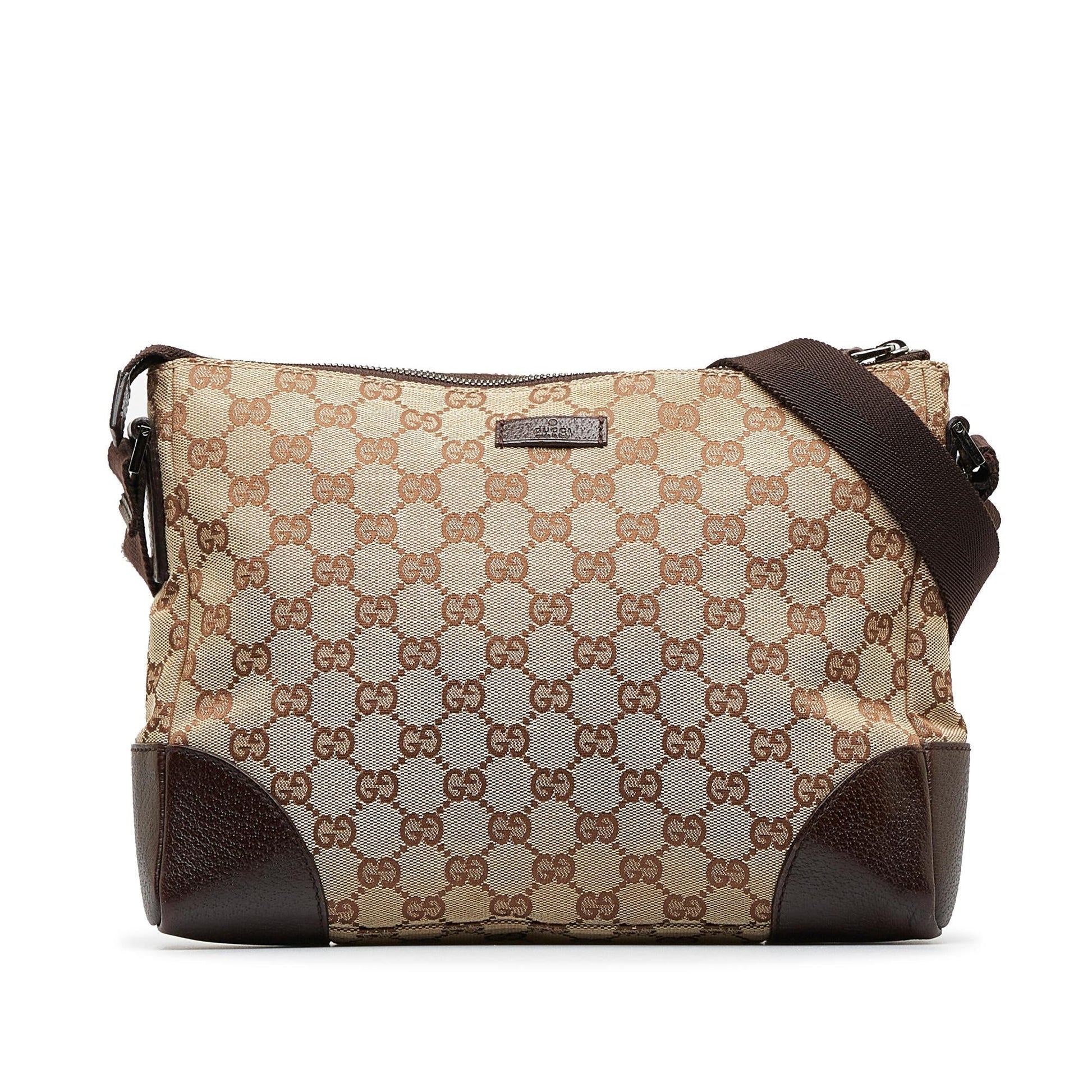 Gucci GG SHG-6ph10S Canvas Calf Brown Crossbody Bag