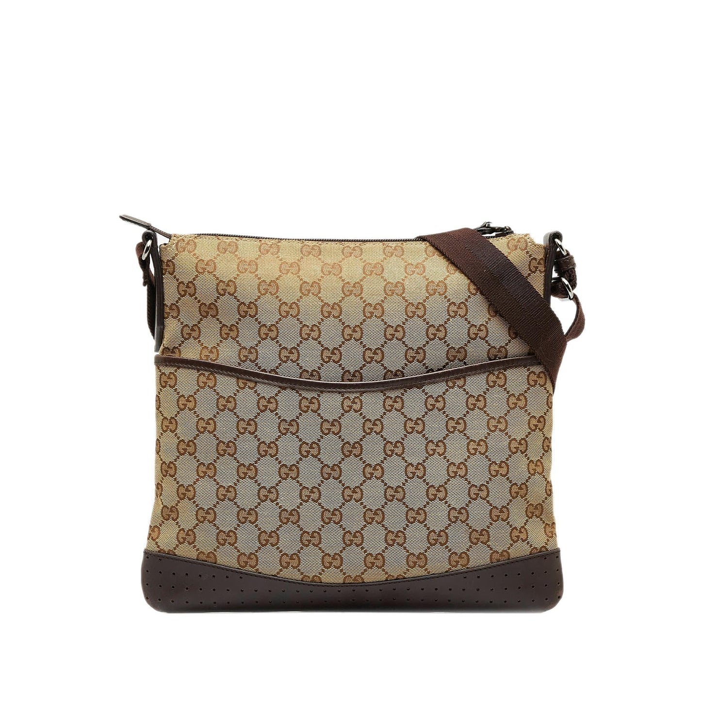Gucci GG SHG-CPcKvQ Canvas Calf Brown Crossbody Bag