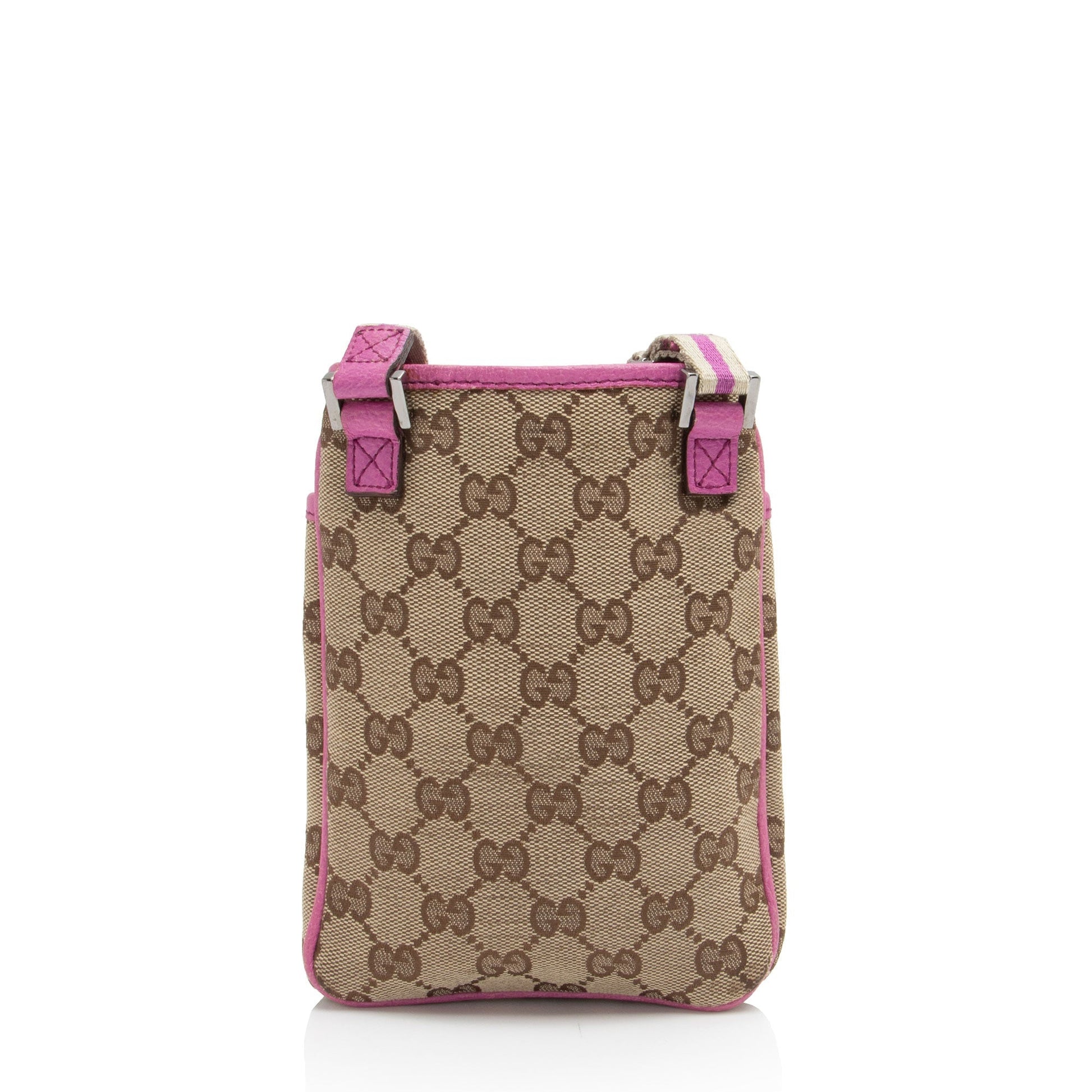 Gucci GG SHF-nkpS1M Leather Canvas Brown Beige Crossbody Bag