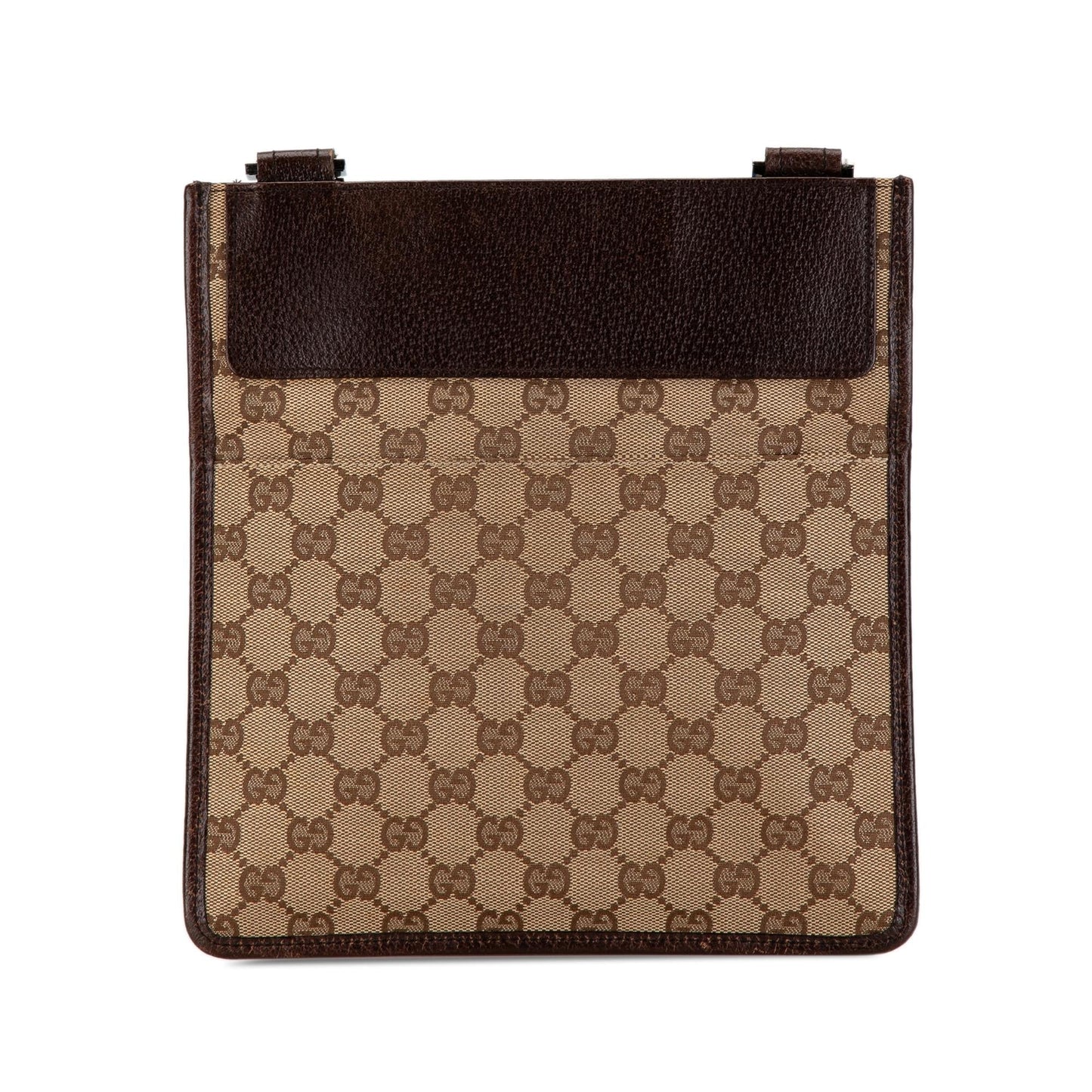 Gucci GG Canvas Calf Brown Crossbody Bag Shg Qy1Xkd